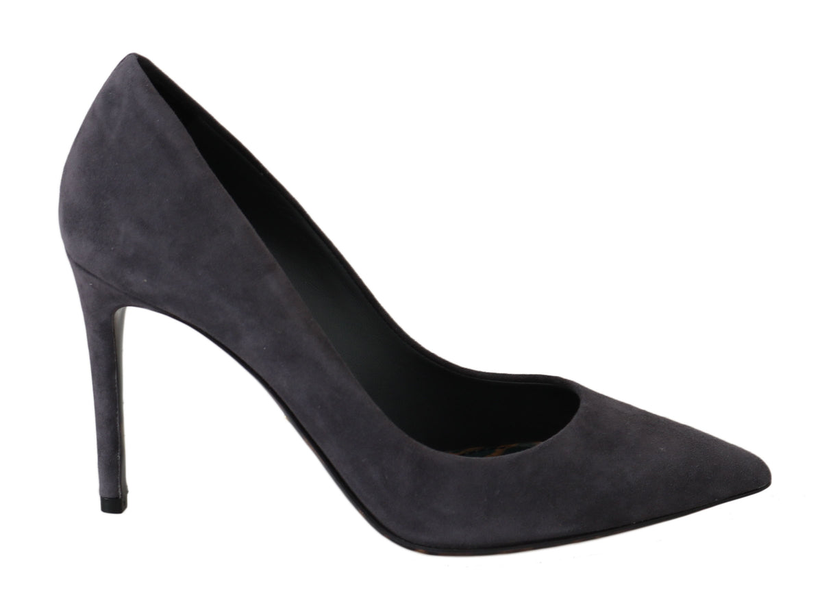 Dolce & Gabbana Gray Suede Leather Stiletto Shoes Heels grau