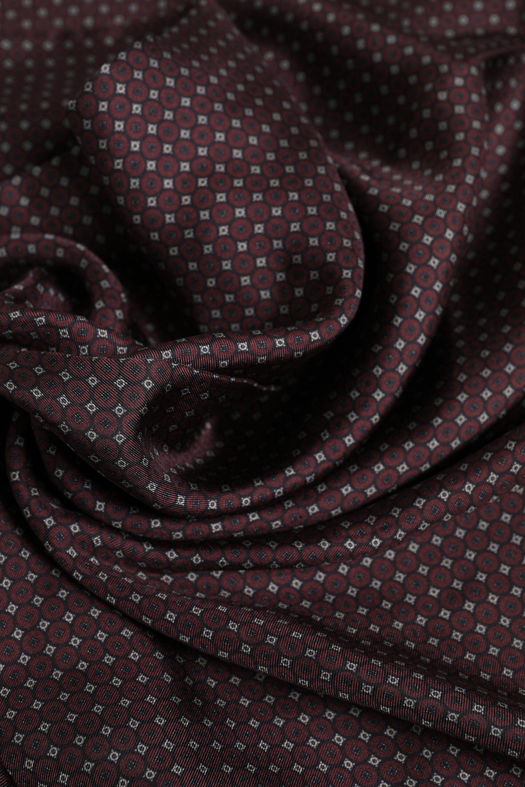 Dolce & Gabbana Maroon Dotted Silk Fringes Foulard Scarf Curated Luxury Accessories by Orvyn