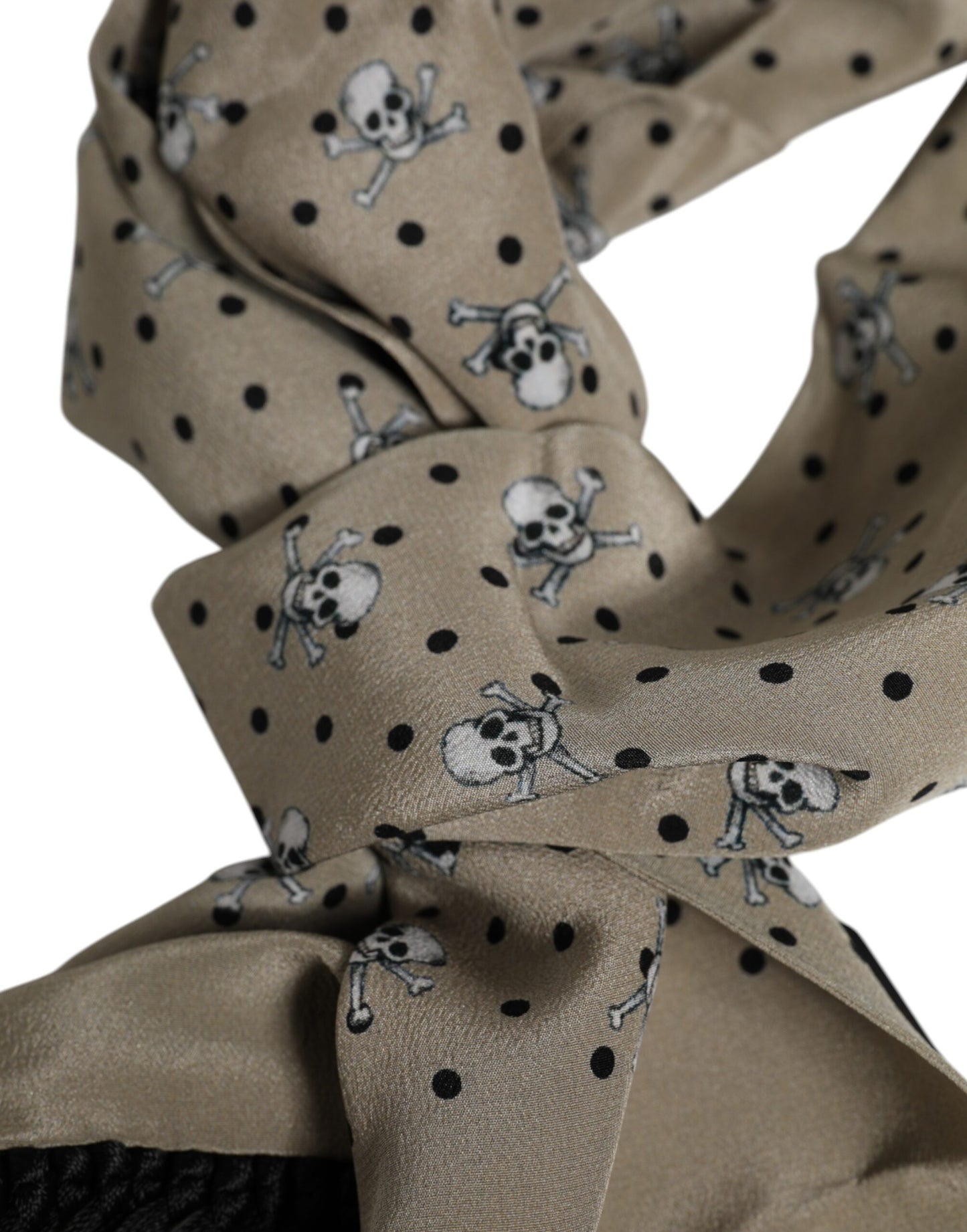 Dolce & Gabbana Gray Skulls Silk Fringes Men Foulard Scarf Curated Luxury Accessories by Orvyn