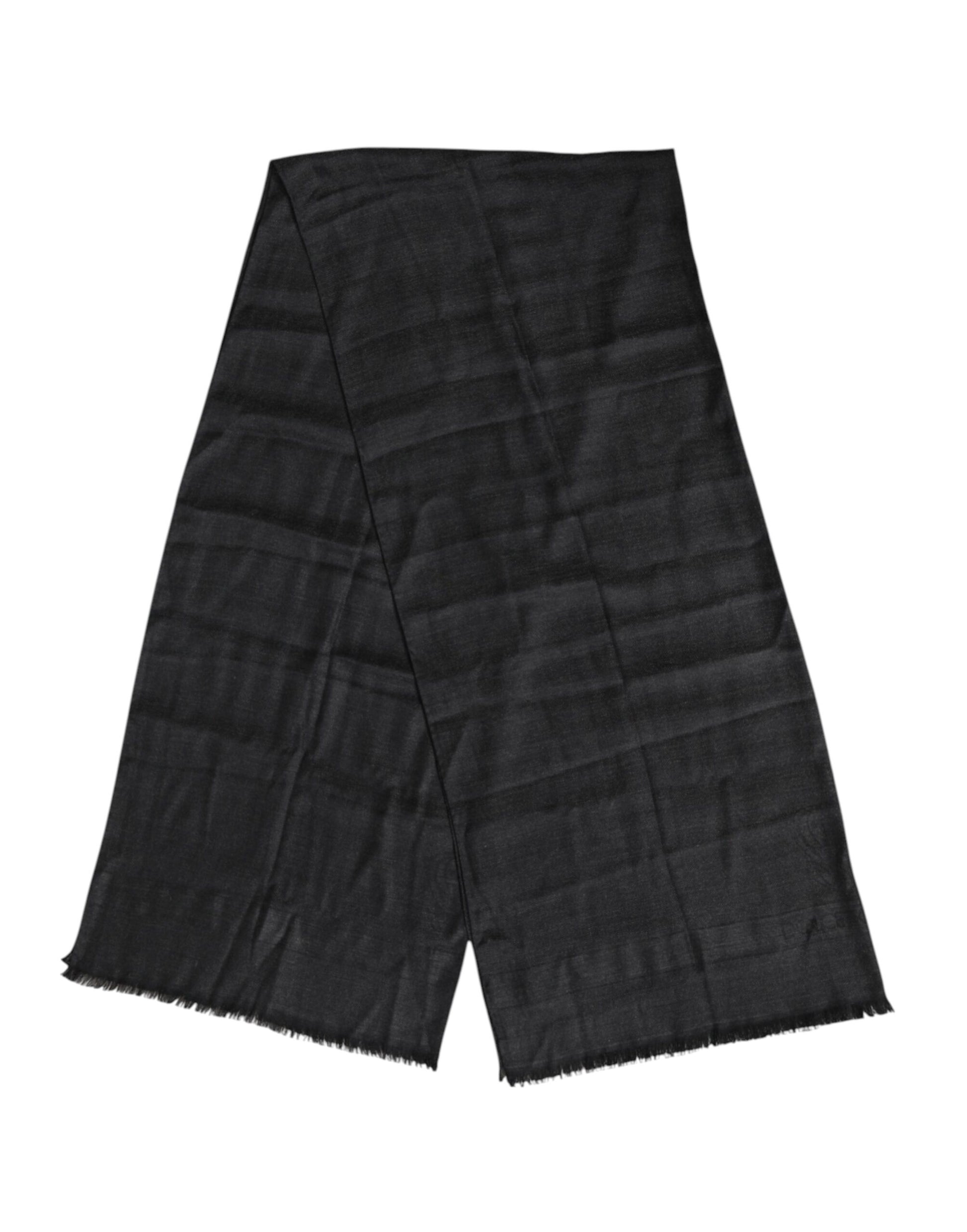 Dolce & Gabbana Dark Gray Cashmere Fringes Neck Warmer Scarf Curated Luxury Accessories by Orvyn