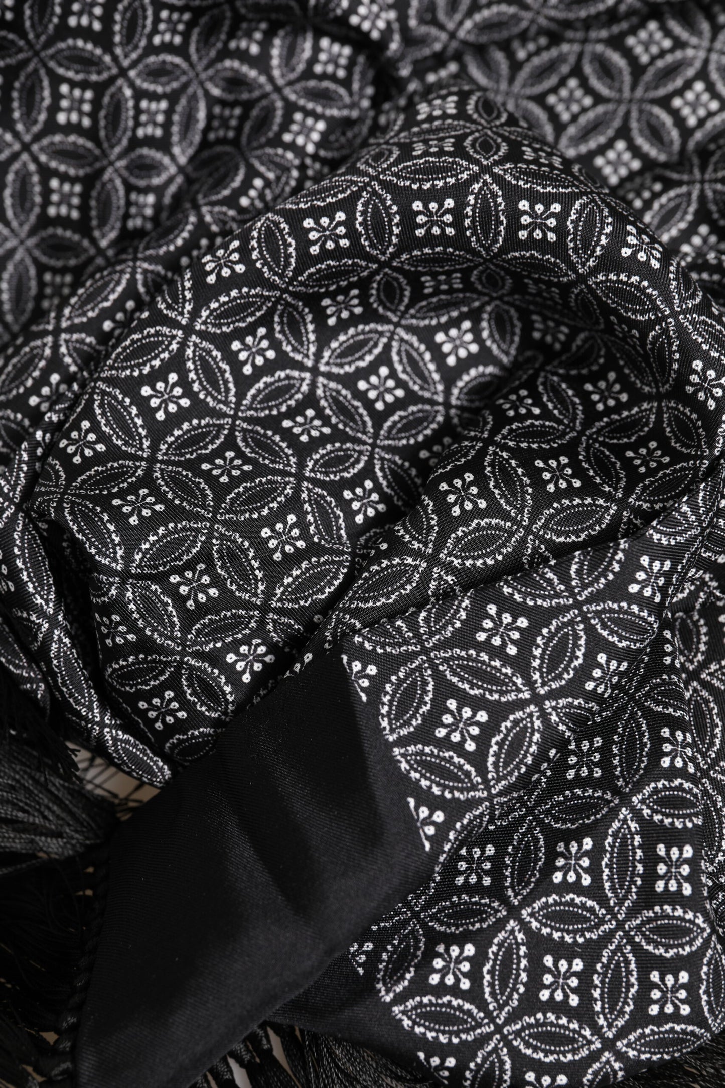 Dolce & Gabbana Black Patterned Fringes Men Foulard Scarf Curated Luxury Accessories by Orvyn