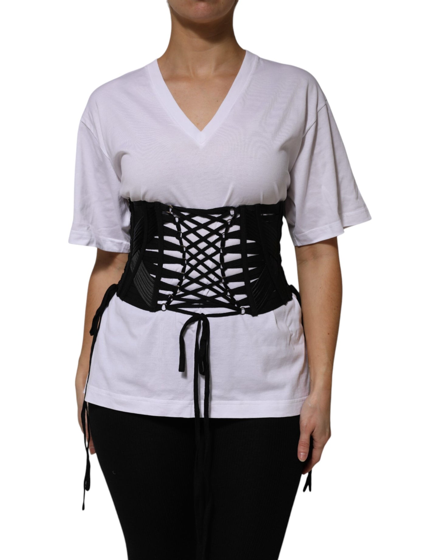 Dolce & Gabbana Black 'Lace Up' Belt schwarz
