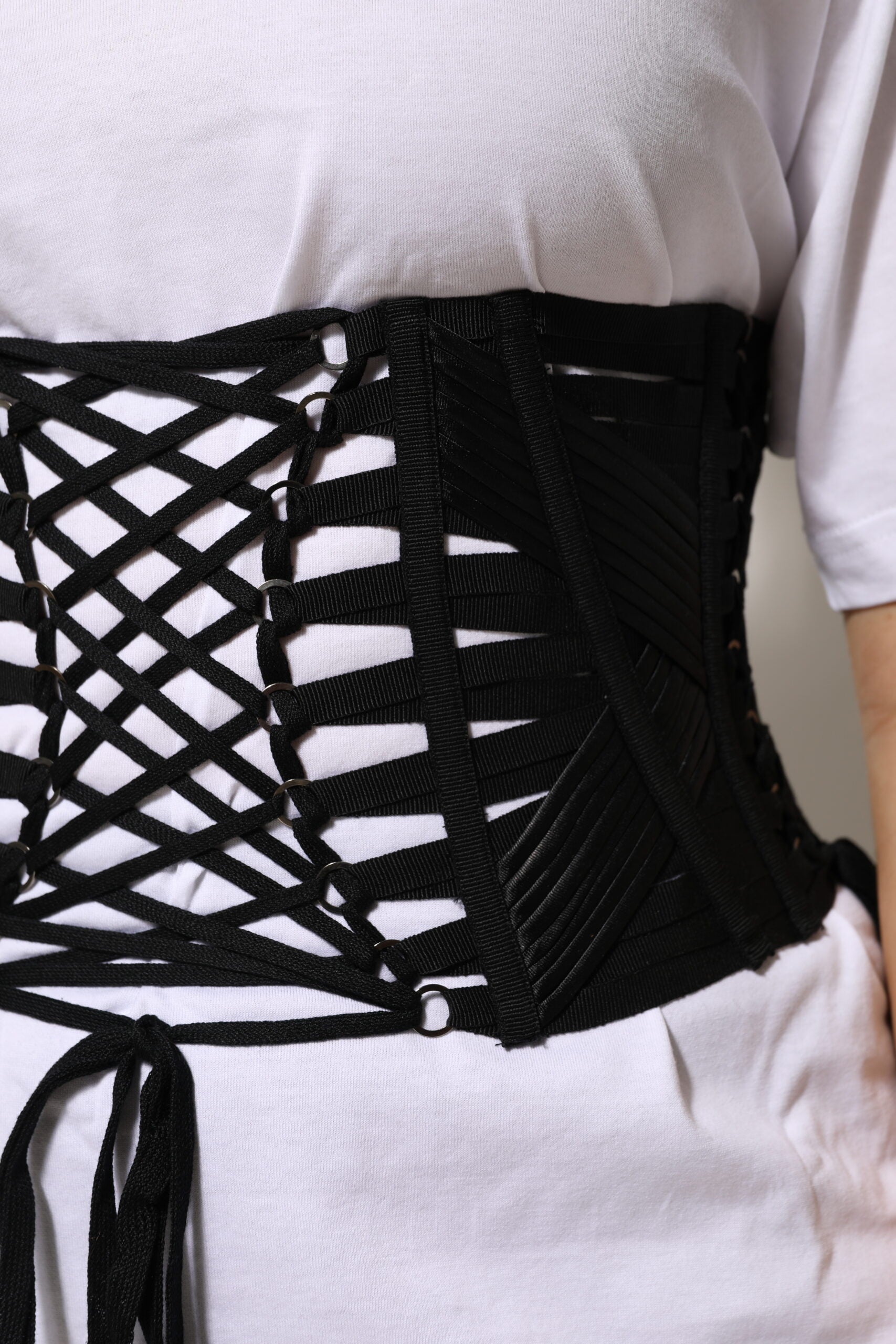 Dolce & Gabbana Black 'Lace Up' Belt schwarz