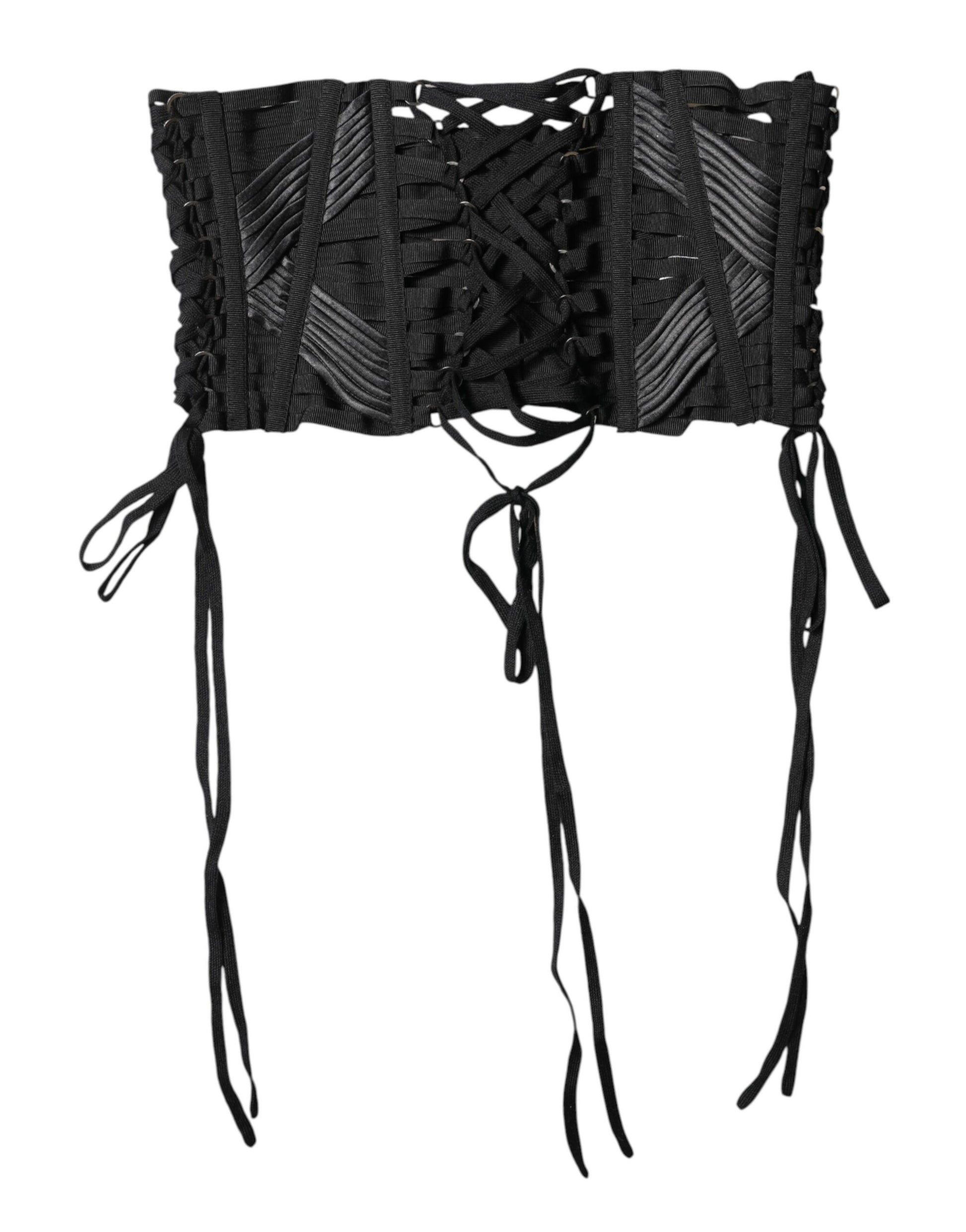 Dolce & Gabbana Black 'Lace Up' Belt schwarz