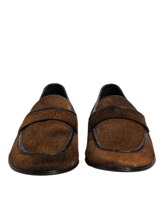 Dolce & Gabbana Brown Loafers Leather Slip On Men Dress Shoes Curated Luxury Accessories by Orvyn
