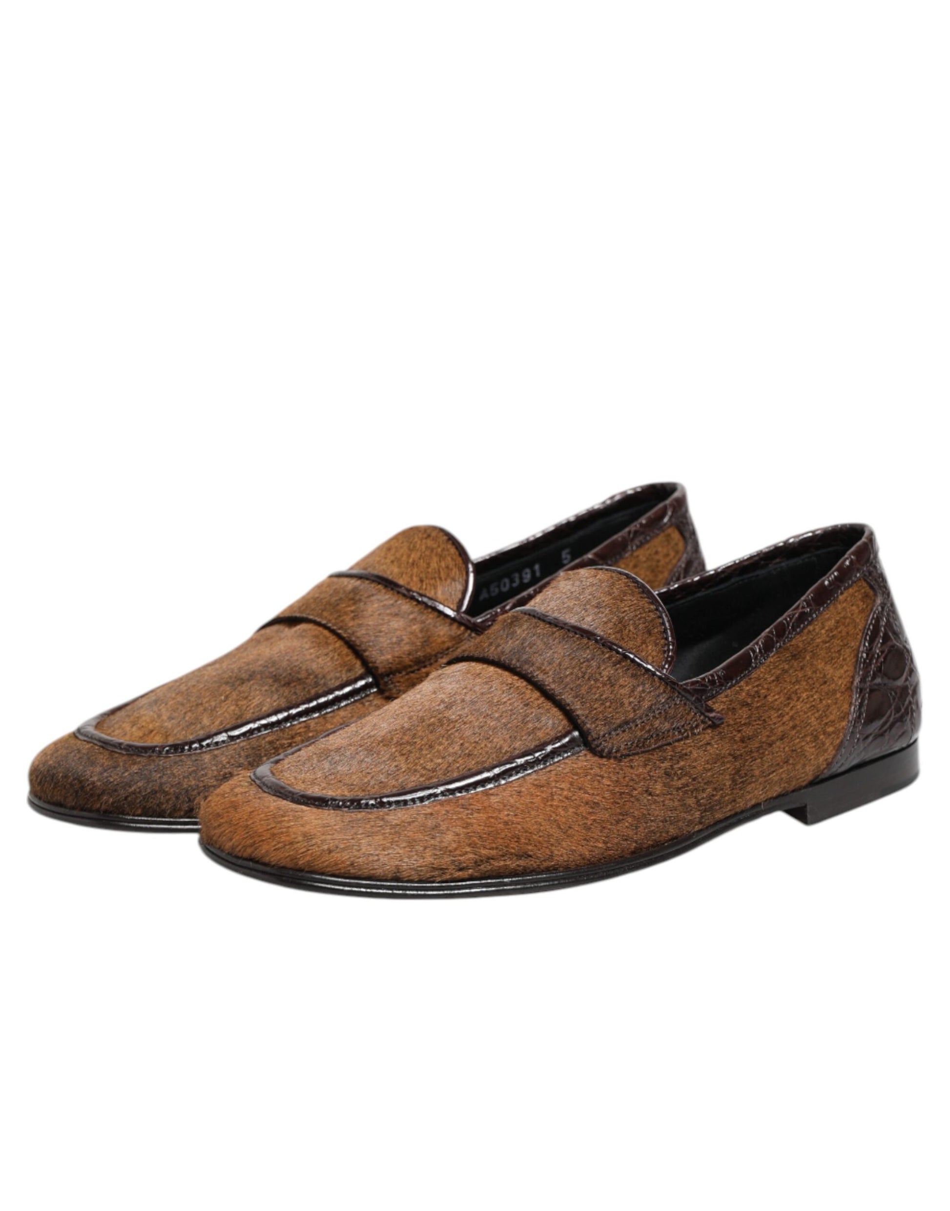 Dolce & Gabbana Brown Loafers Leather Slip On Men Dress Shoes Curated Luxury Accessories by Orvyn