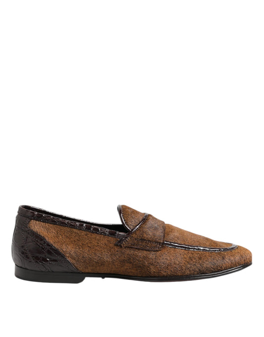 Dolce & Gabbana Brown Loafers Leather Slip On Men Dress Shoes Curated Luxury Accessories by Orvyn