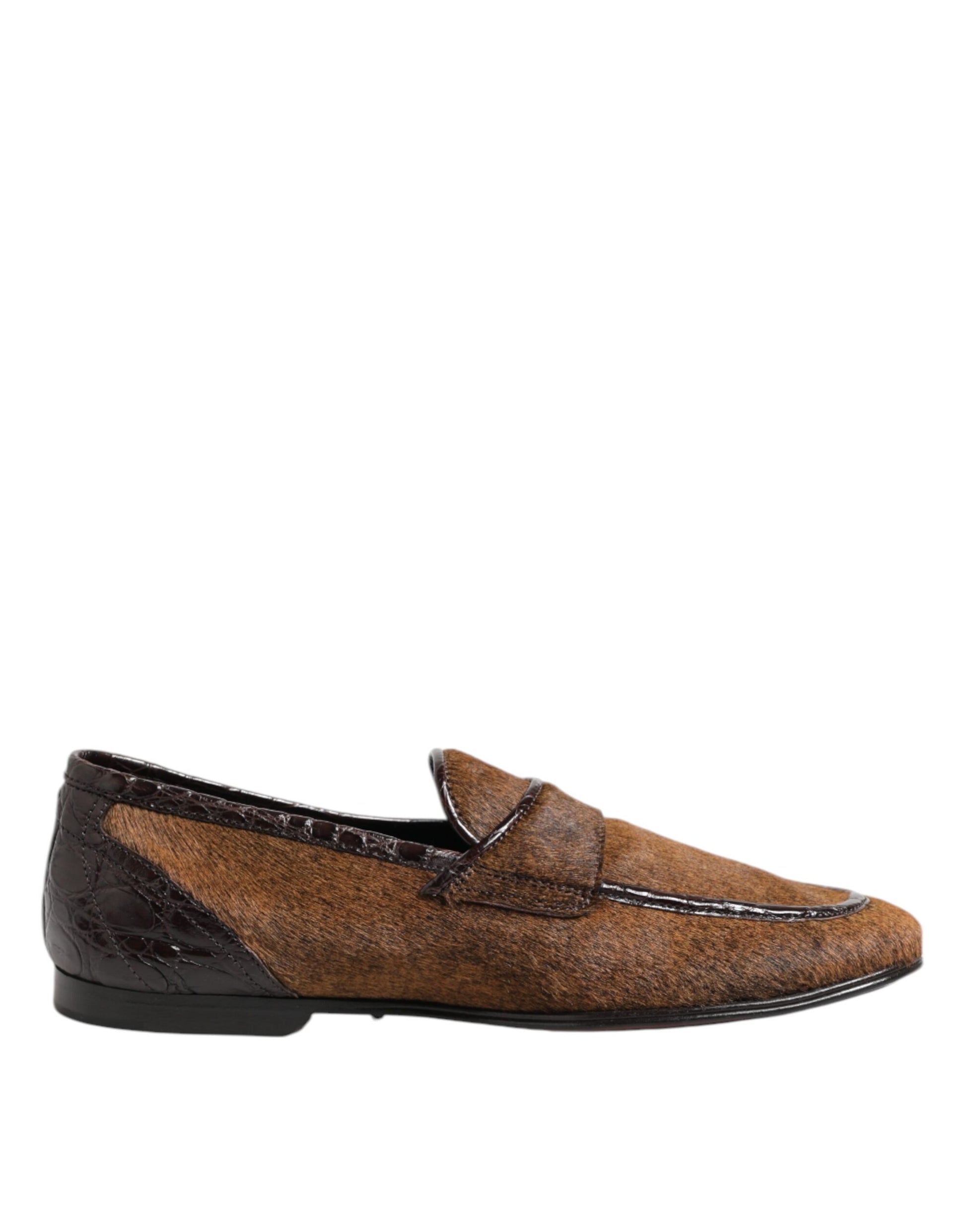Dolce & Gabbana Brown Loafers Leather Slip On Men Dress Shoes Curated Luxury Accessories by Orvyn