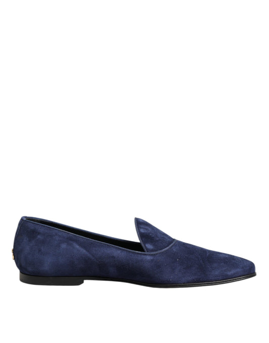 Dolce & Gabbana Blue Velvet DG Logo Loafers Formal Shoes Curated Luxury Accessories by Orvyn