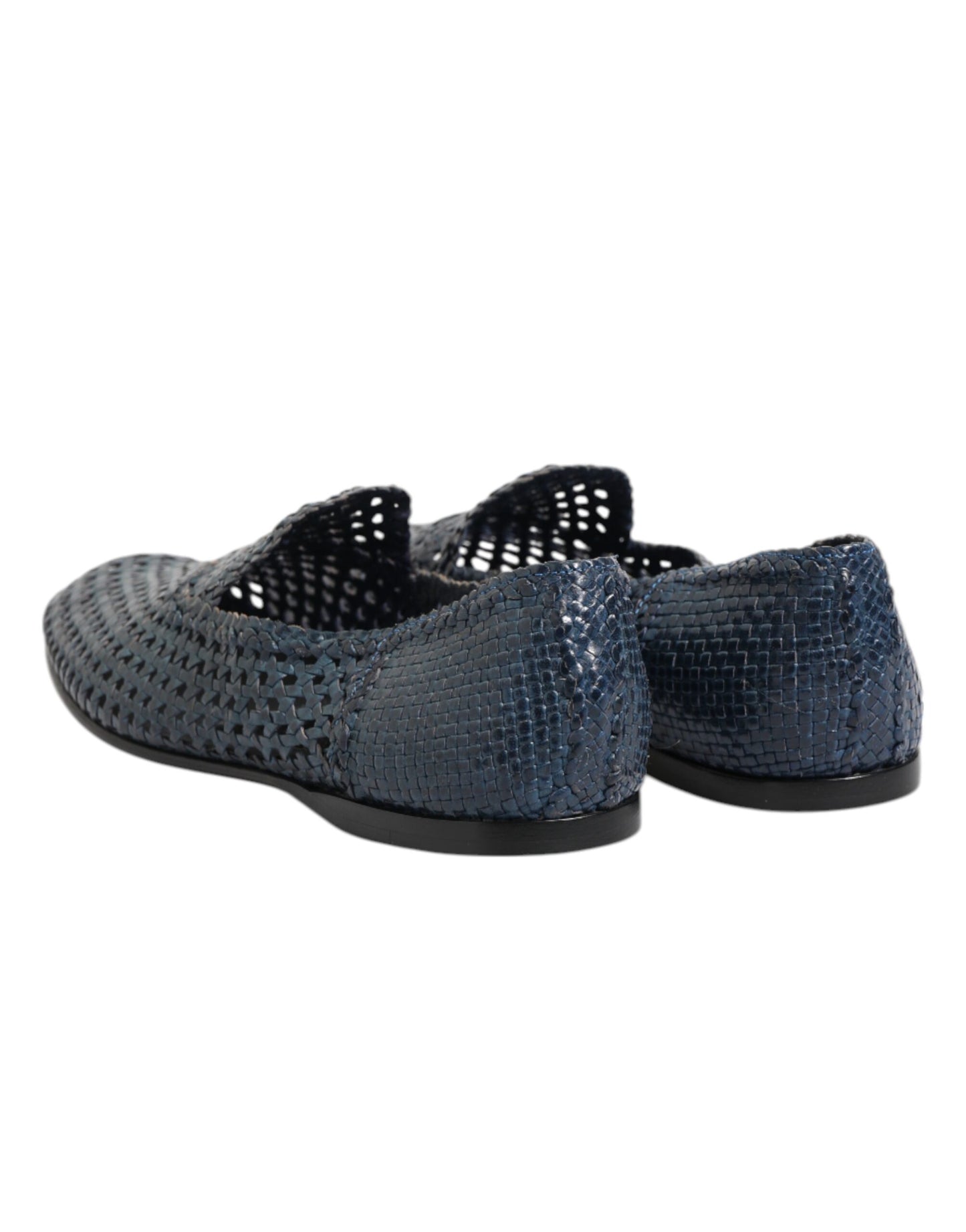 Dolce & Gabbana Blue Woven Leather Slip On Loafers Shoes Curated Luxury Accessories by Orvyn