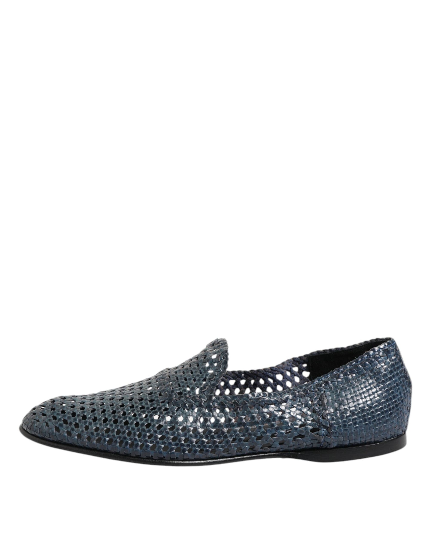 Dolce & Gabbana Blue Woven Leather Slip On Loafers Shoes Curated Luxury Accessories by Orvyn