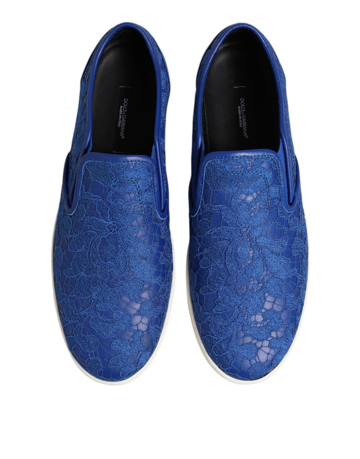 Dolce & Gabbana Blue Leather Lace Slip On Sneaker Shoes Curated Luxury Accessories by Orvyn