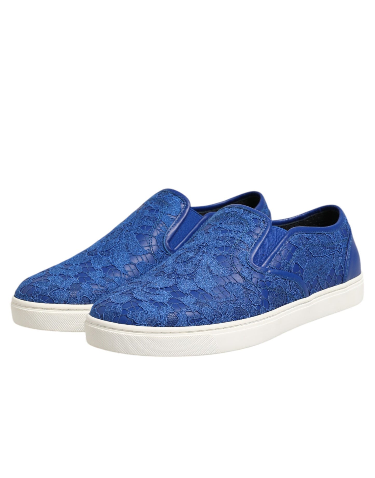 Dolce & Gabbana Blue Leather Lace Slip On Sneaker Shoes Curated Luxury Accessories by Orvyn