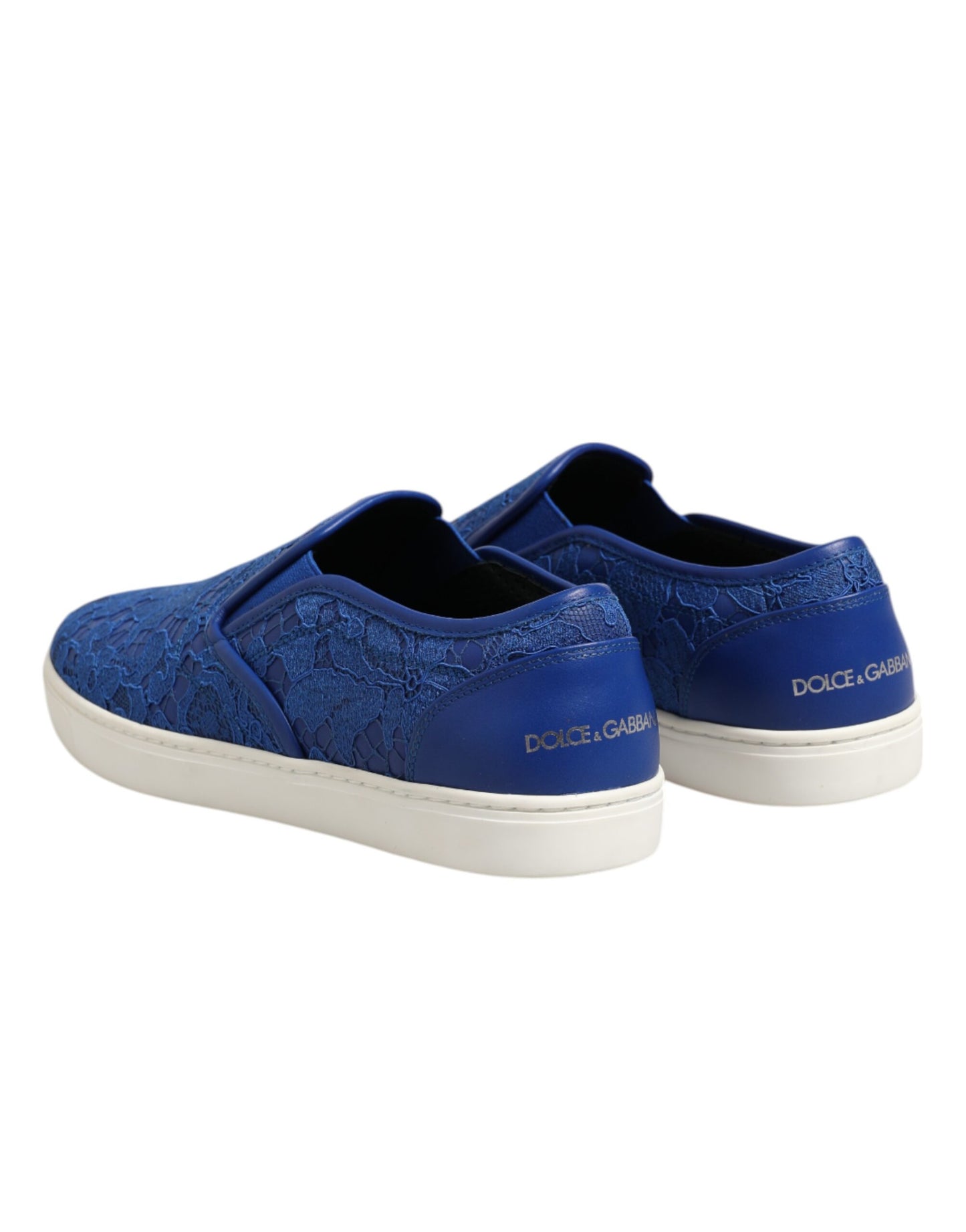 Dolce & Gabbana Blue Leather Lace Slip On Sneaker Shoes Curated Luxury Accessories by Orvyn