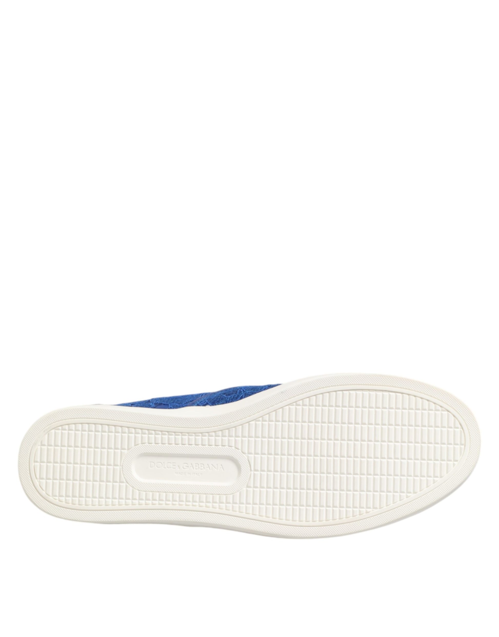 Dolce & Gabbana Blue Leather Lace Slip On Sneaker Shoes Curated Luxury Accessories by Orvyn
