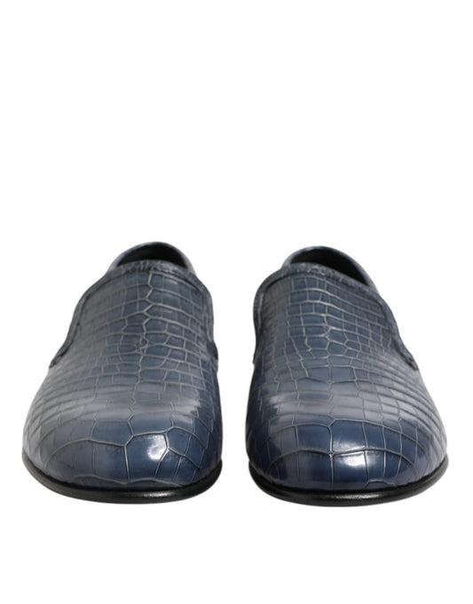 Dolce & Gabbana Blue Exotic Leather Slip On Loafers Men Dress Shoes Curated Luxury Accessories by Orvyn