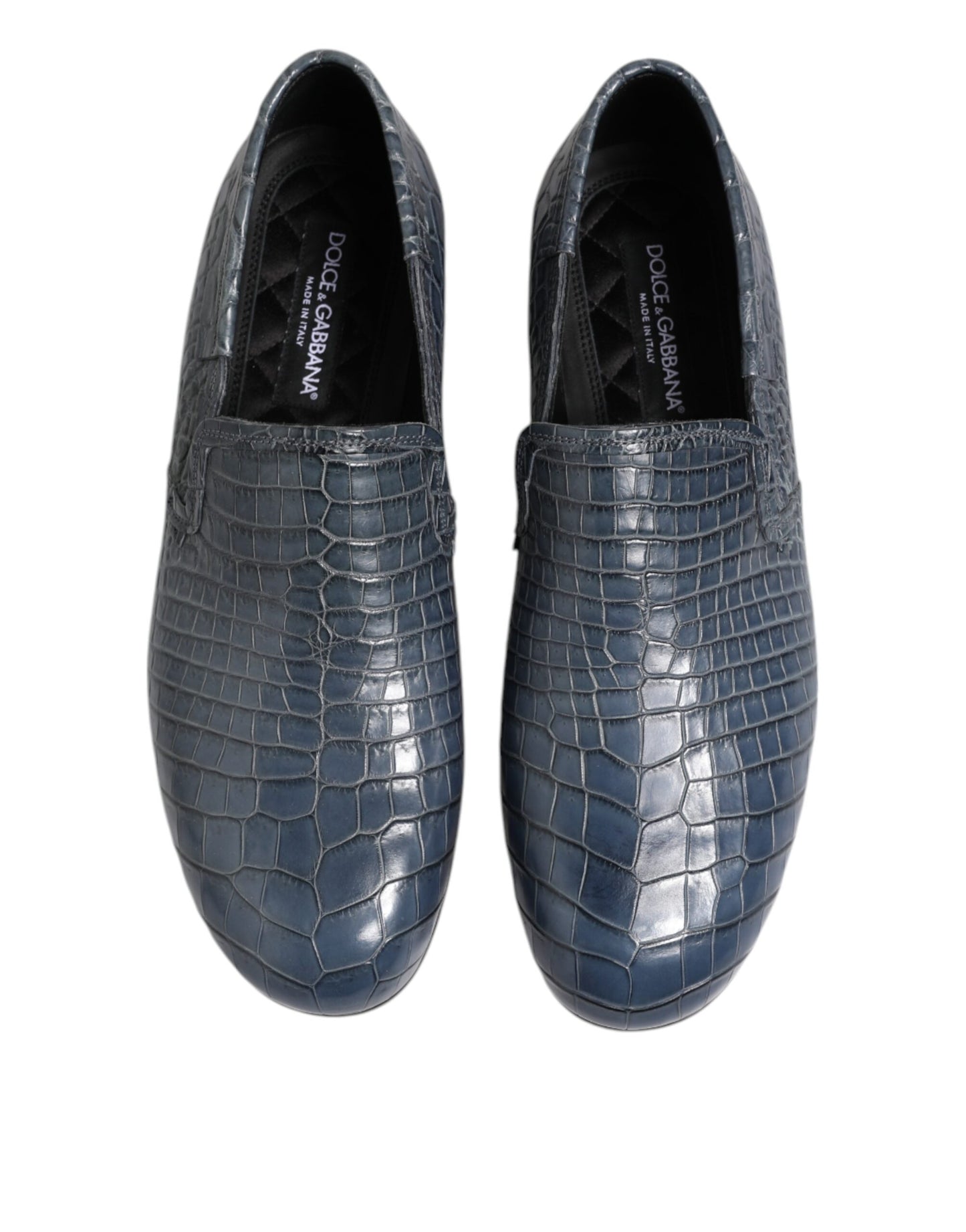 Dolce & Gabbana Blue Exotic Leather Slip On Loafers Men Dress Shoes Curated Luxury Accessories by Orvyn
