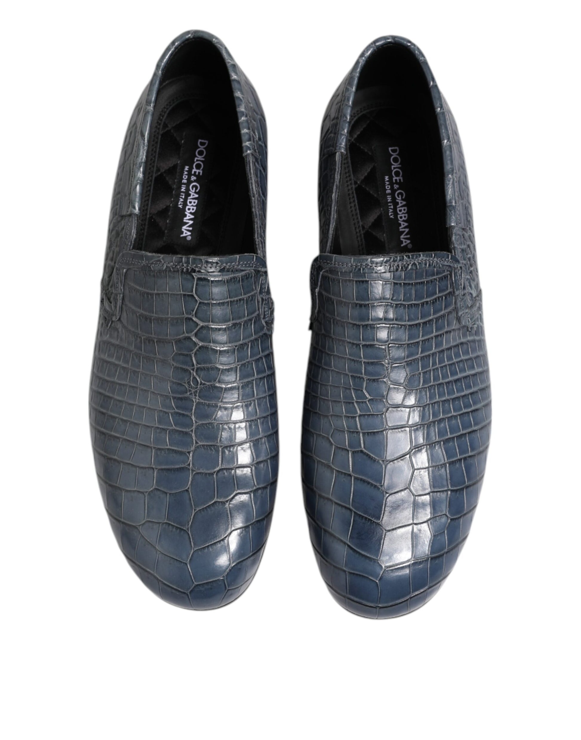 Dolce & Gabbana Blue Exotic Leather Slip On Loafers Men Dress Shoes Curated Luxury Accessories by Orvyn