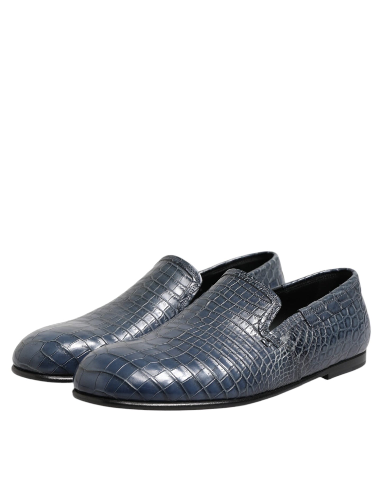 Dolce & Gabbana Blue Exotic Leather Slip On Loafers Men Dress Shoes Curated Luxury Accessories by Orvyn
