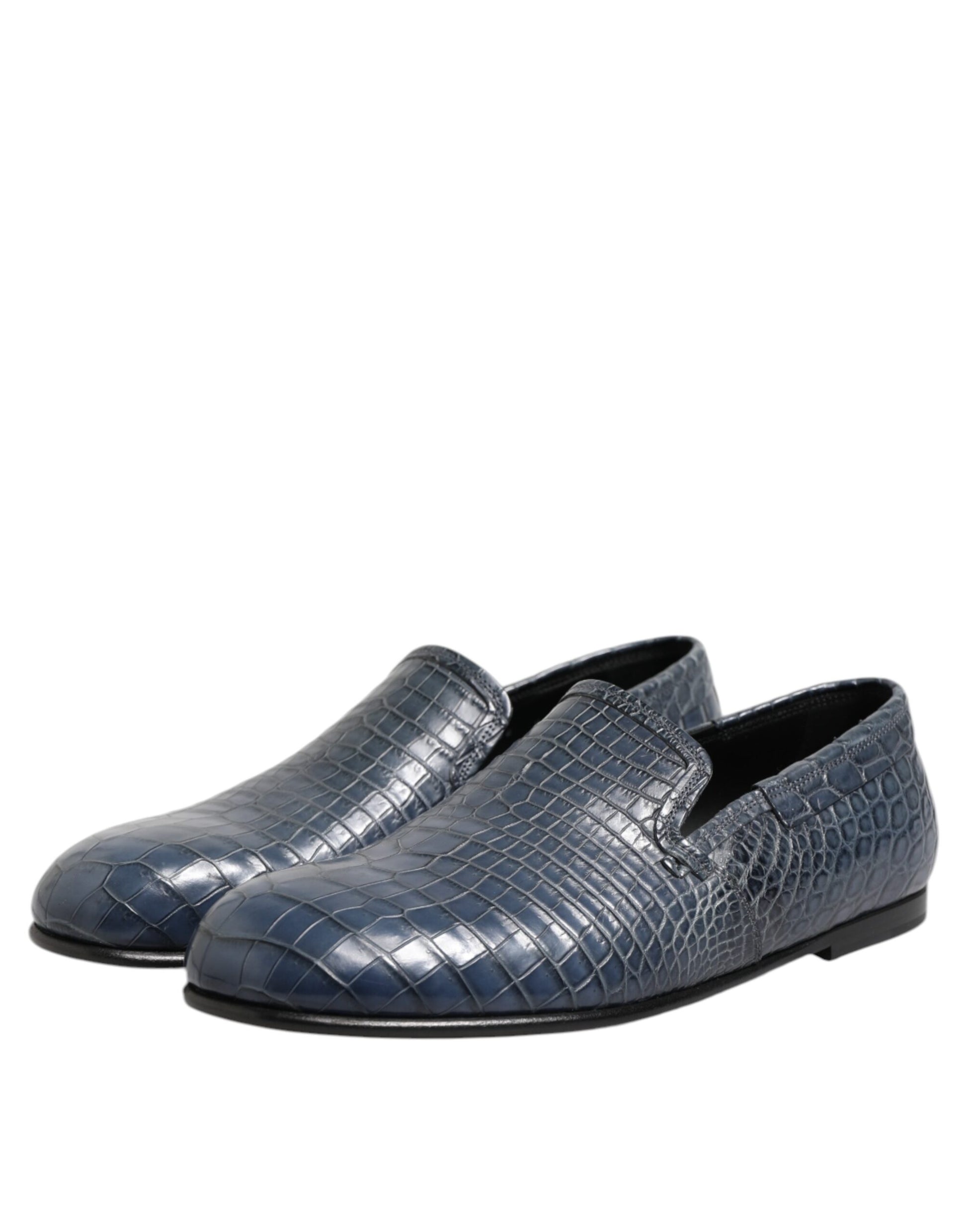 Dolce & Gabbana Blue Exotic Leather Slip On Loafers Men Dress Shoes Curated Luxury Accessories by Orvyn
