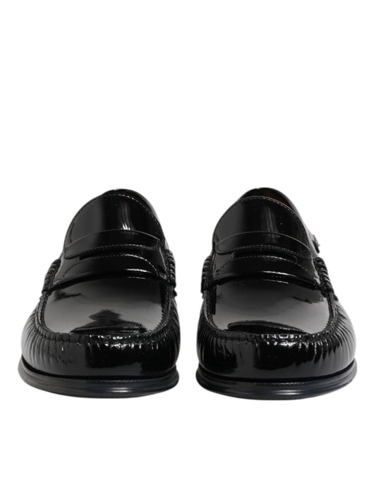 Dolce & Gabbana Black Leather Slip On Loafers Dress Shoes Curated Luxury Accessories by Orvyn