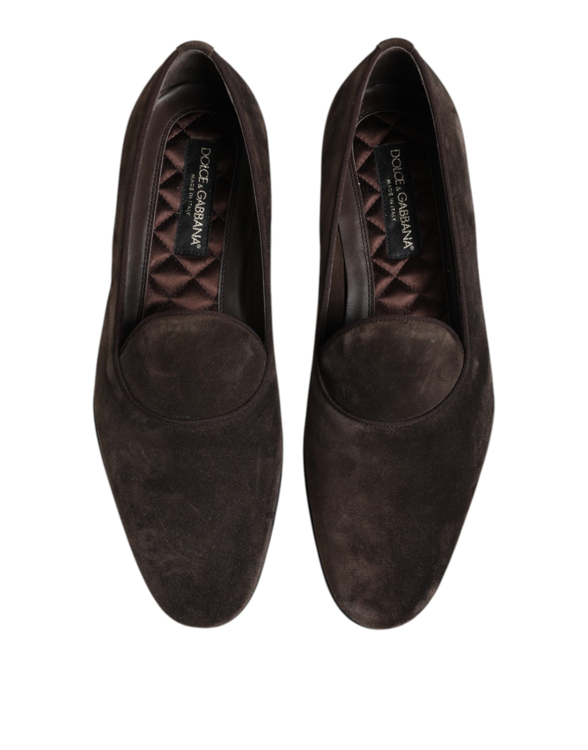 Dolce & Gabbana Brown Velvet Leather Slip On Loafers Shoes Curated Luxury Accessories by Orvyn