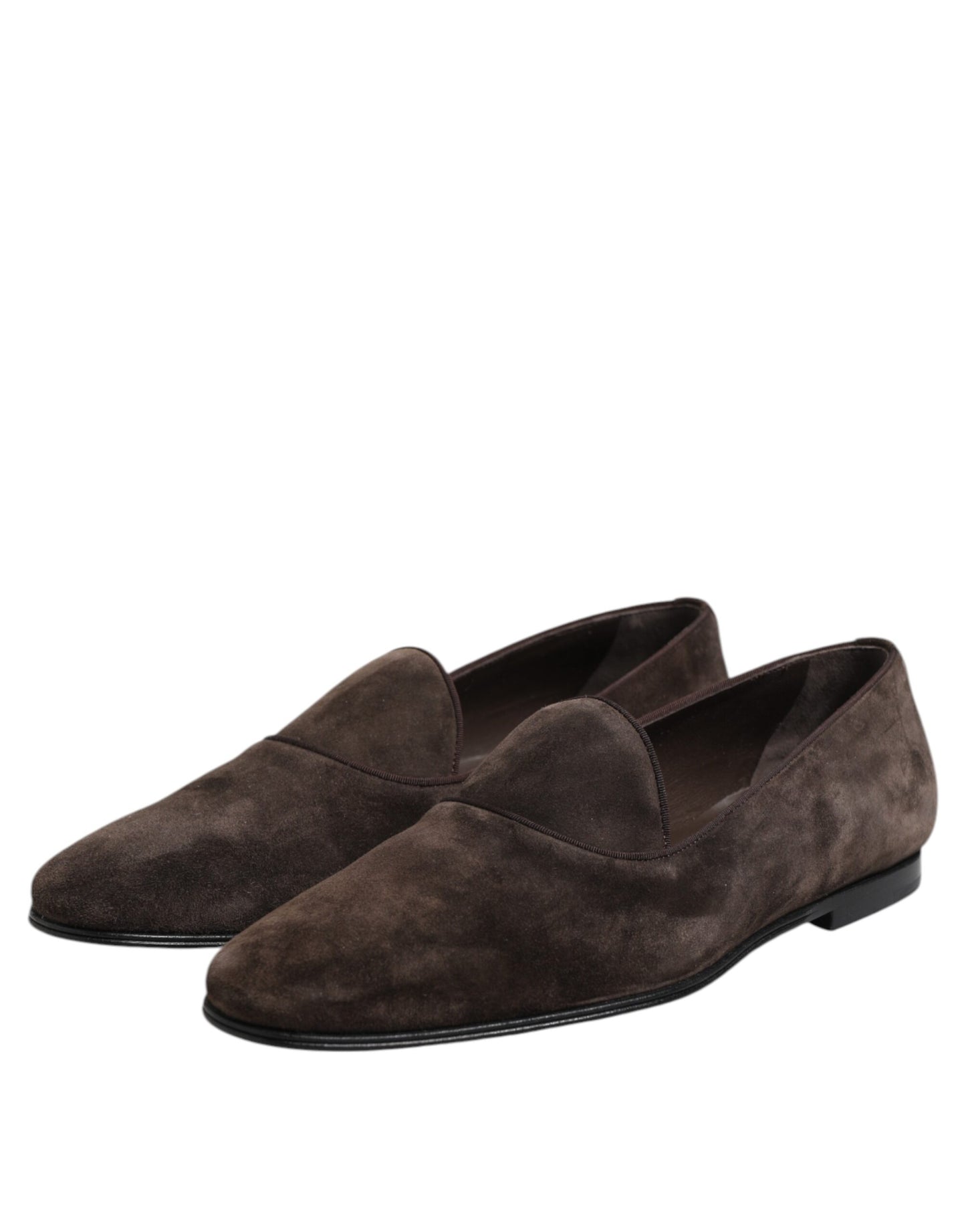 Dolce & Gabbana Brown Velvet Leather Slip On Loafers Shoes Curated Luxury Accessories by Orvyn