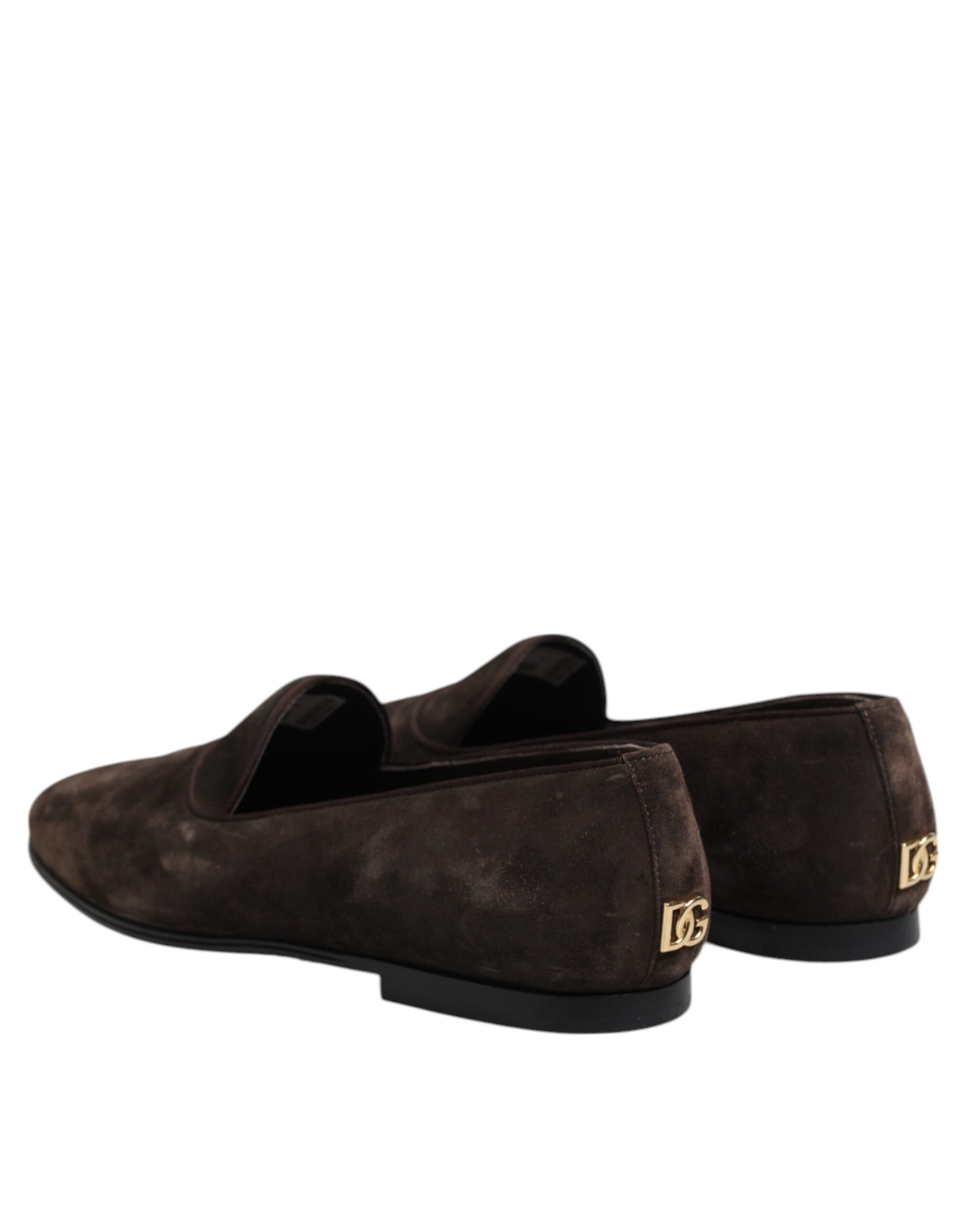 Dolce & Gabbana Brown Velvet Leather Slip On Loafers Shoes Curated Luxury Accessories by Orvyn