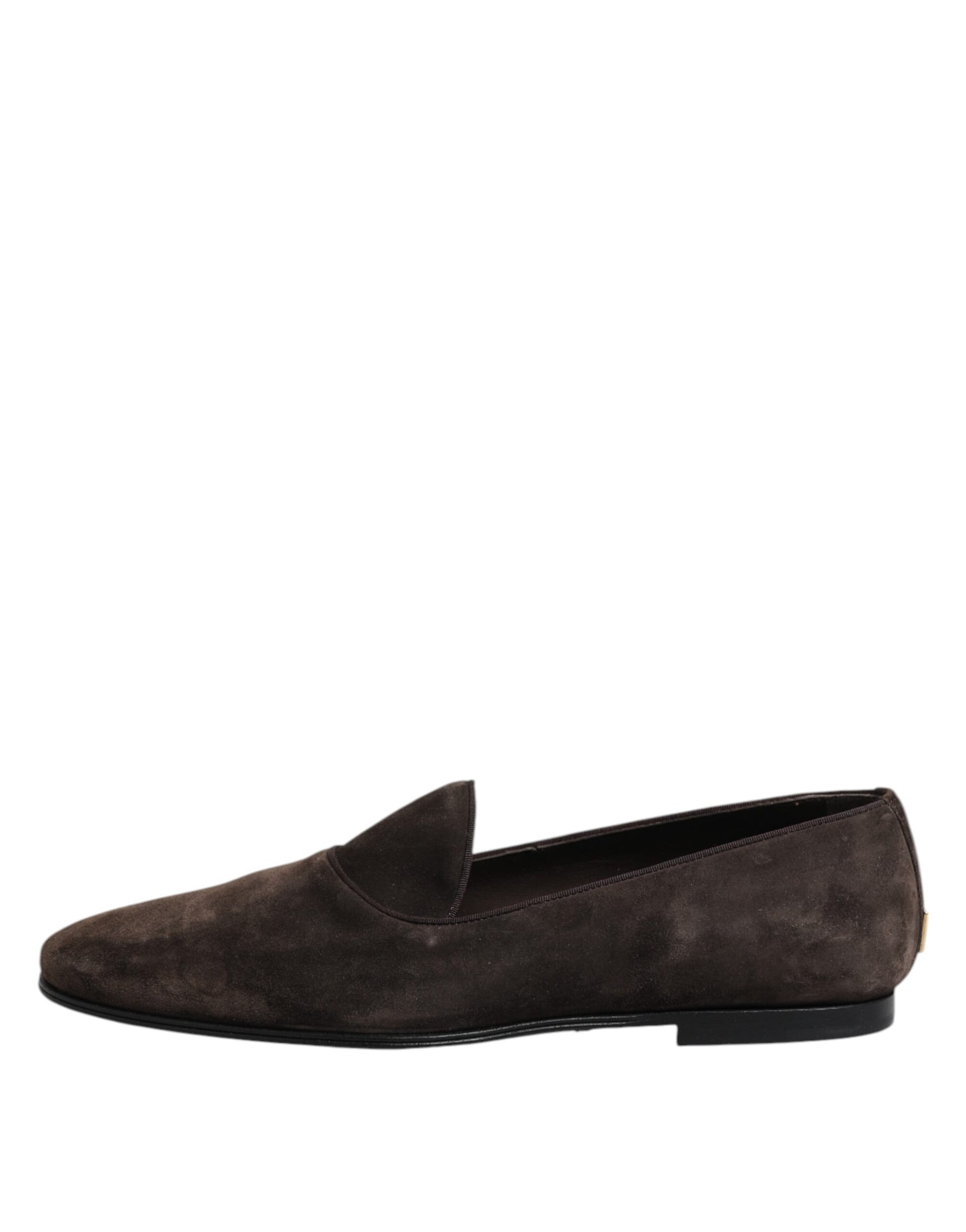 Dolce & Gabbana Brown Velvet Leather Slip On Loafers Shoes Curated Luxury Accessories by Orvyn