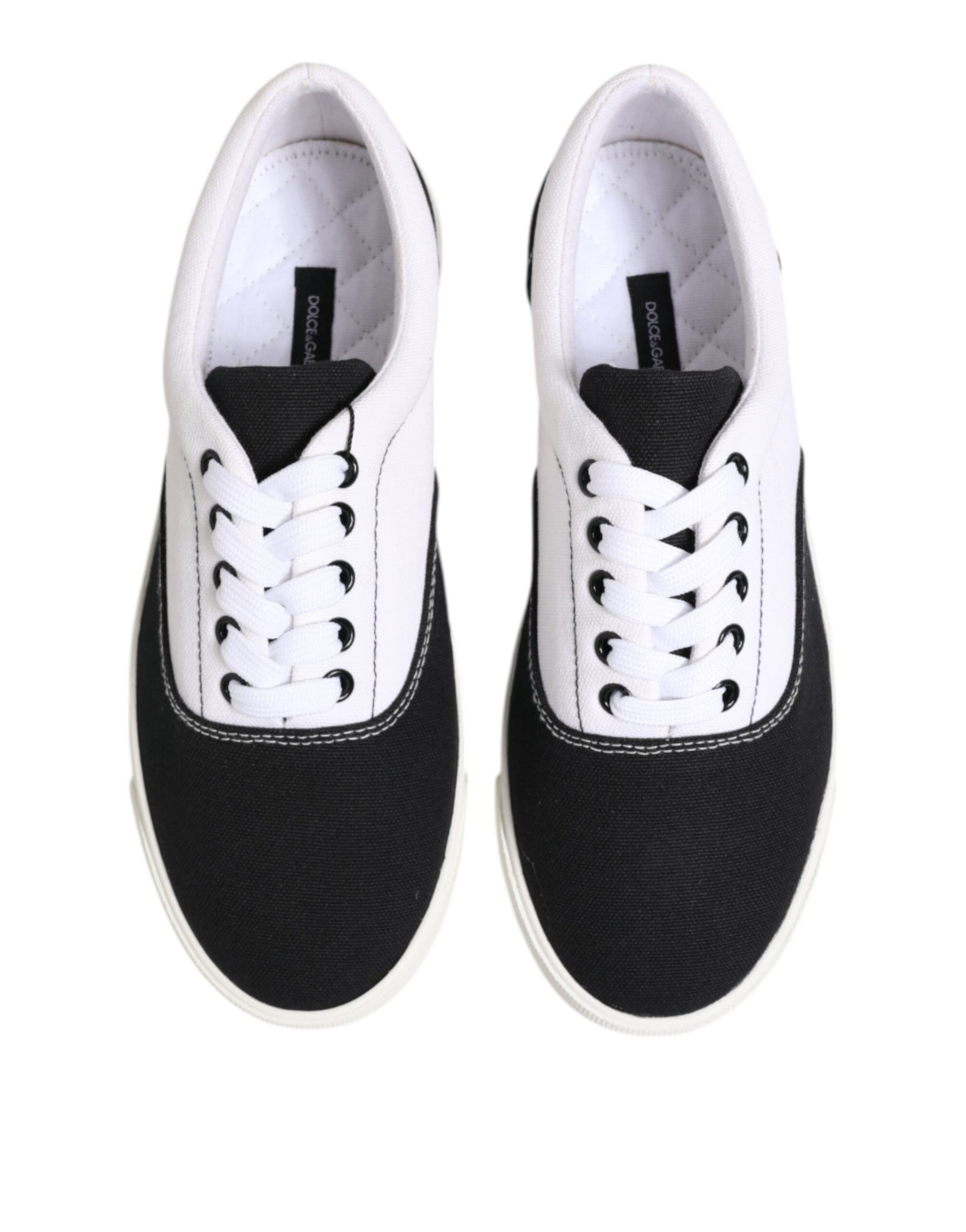 Dolce & Gabbana Black Cotton Canvas Lace Up Men Sneakers Shoes Curated Luxury Accessories by Orvyn