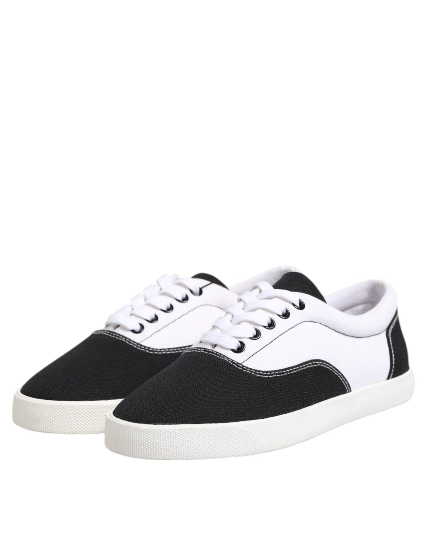 Dolce & Gabbana Black Cotton Canvas Lace Up Men Sneakers Shoes Curated Luxury Accessories by Orvyn