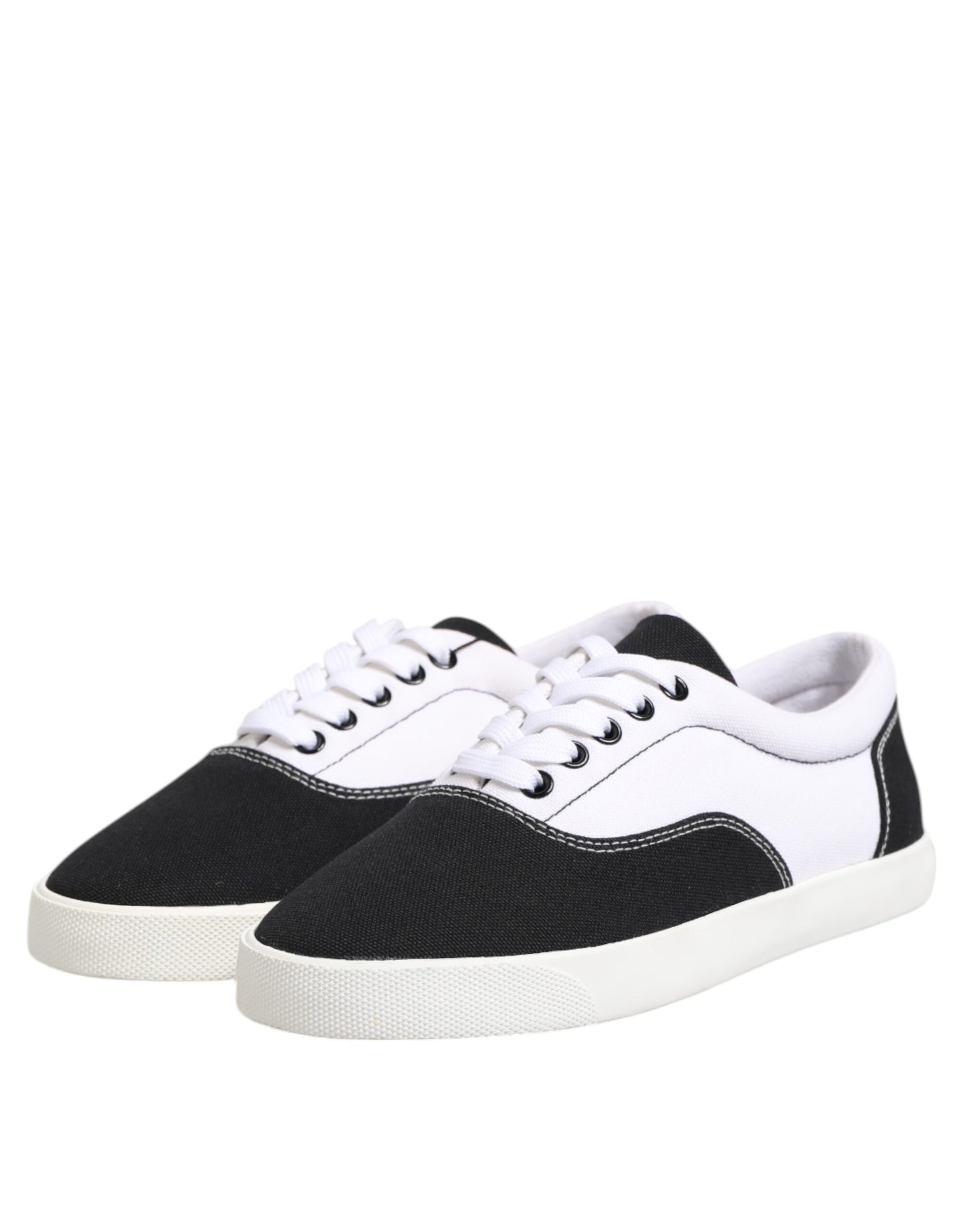 Dolce & Gabbana Black Cotton Canvas Lace Up Men Sneakers Shoes Curated Luxury Accessories by Orvyn