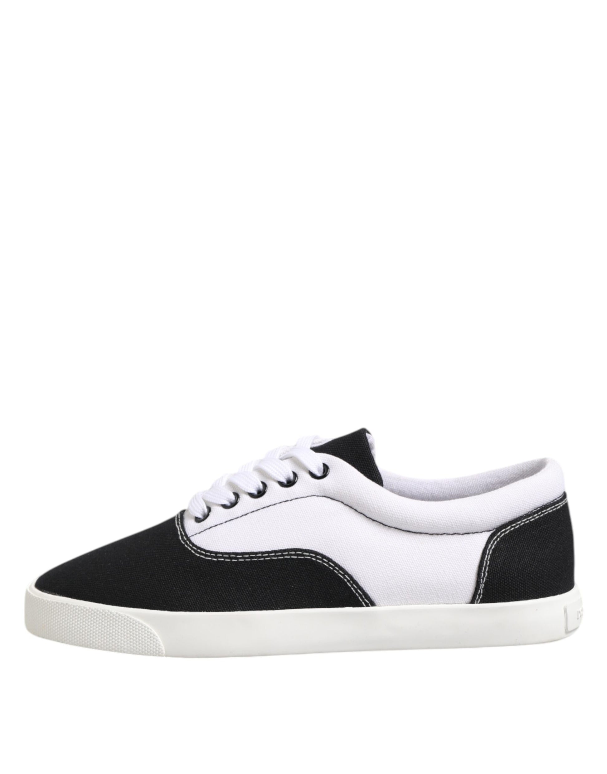 Dolce & Gabbana Black Cotton Canvas Lace Up Men Sneakers Shoes Curated Luxury Accessories by Orvyn