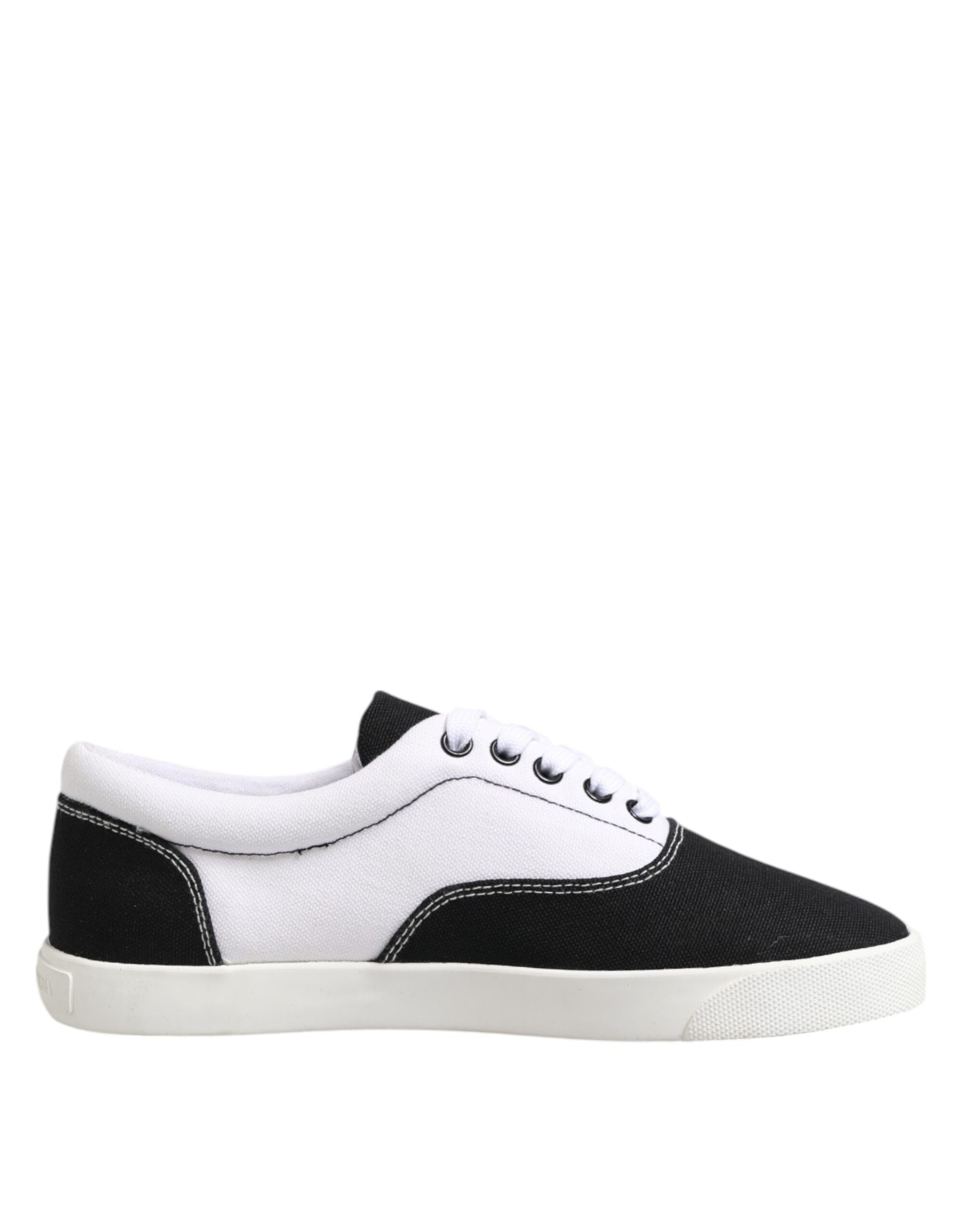 Dolce & Gabbana Black Cotton Canvas Lace Up Men Sneakers Shoes Curated Luxury Accessories by Orvyn