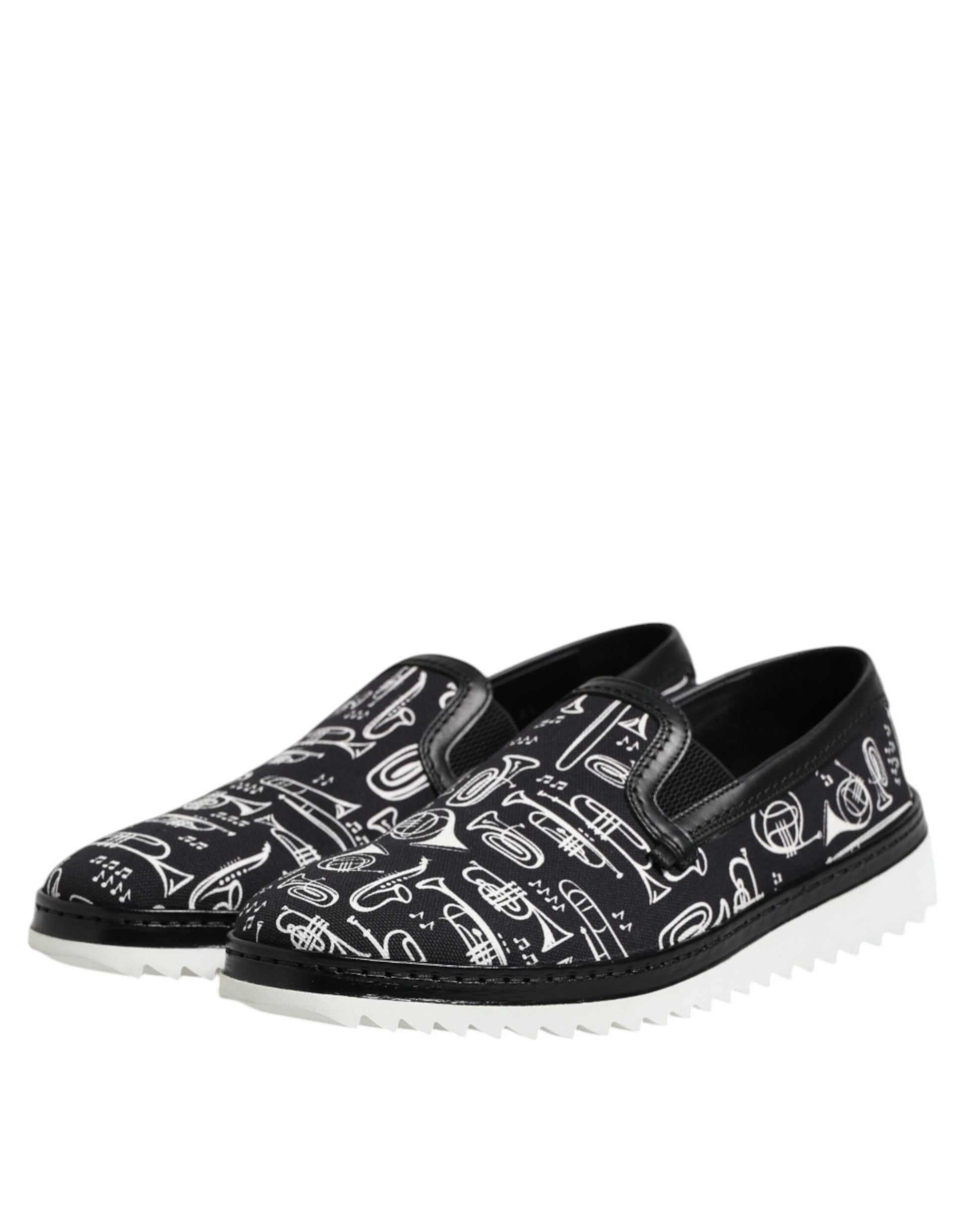 Dolce & Gabbana Black Slip On Printed Men Loafers Shoes Curated Luxury Accessories by Orvyn