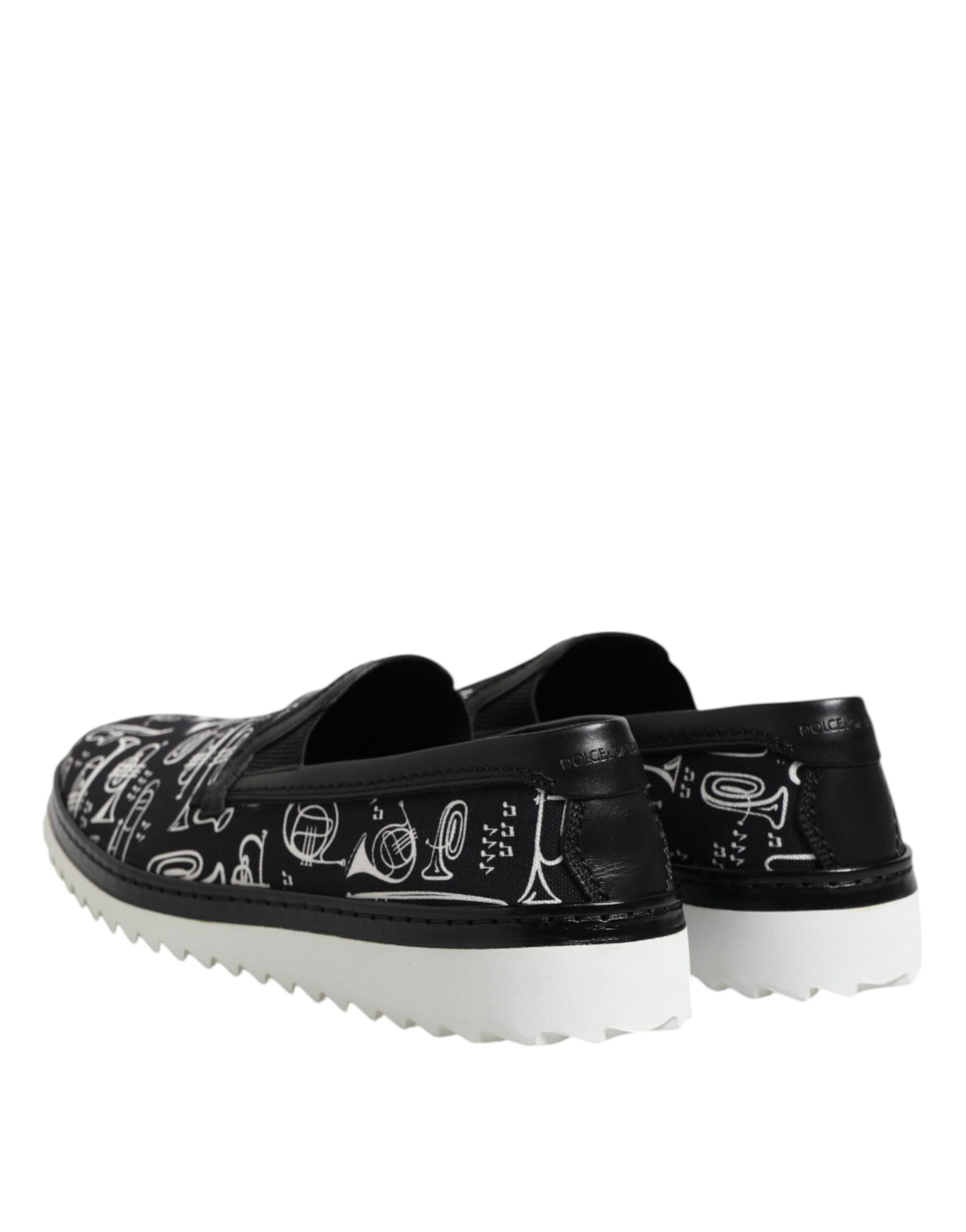Dolce & Gabbana Black Slip On Printed Men Loafers Shoes Curated Luxury Accessories by Orvyn