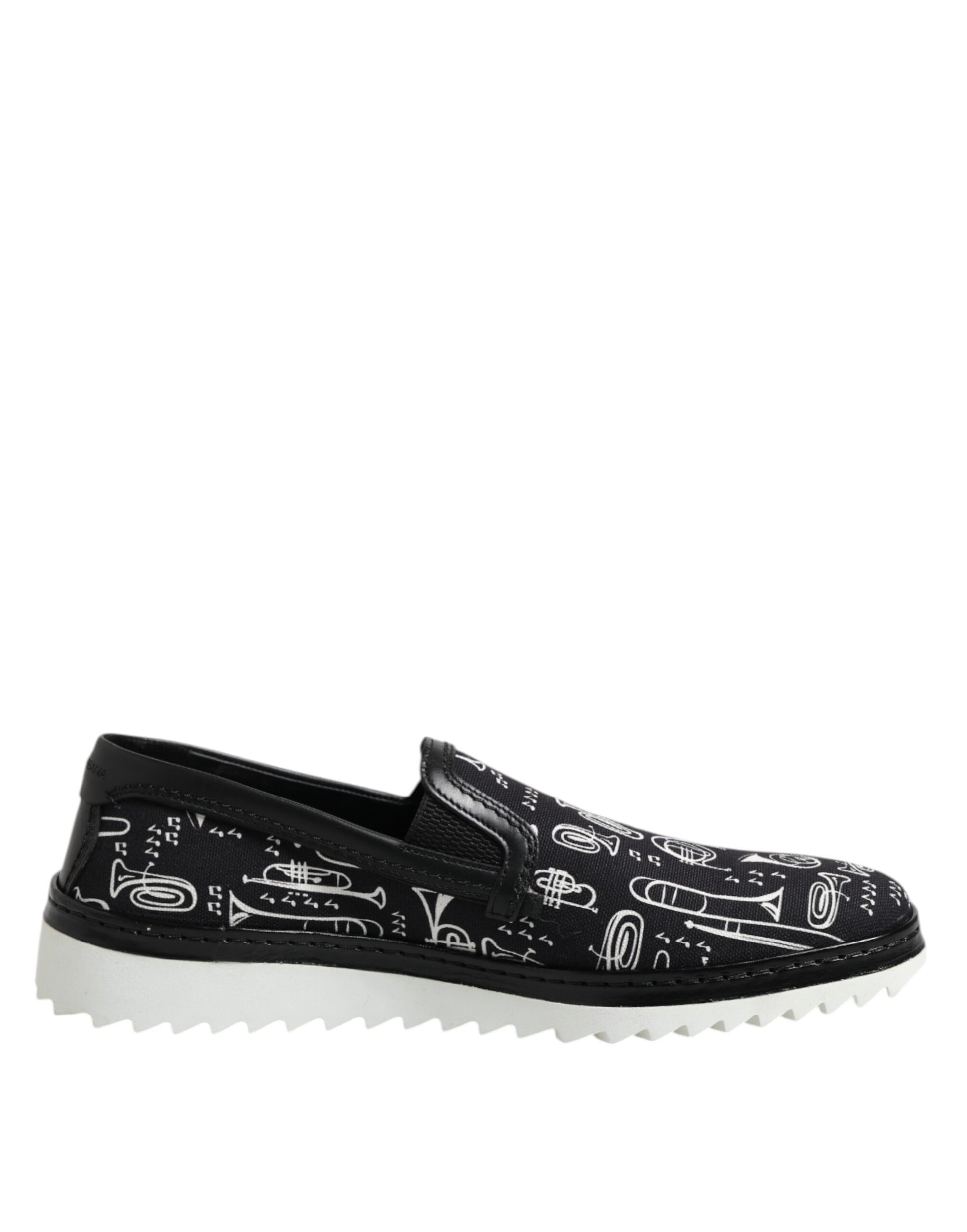 Dolce & Gabbana Black Slip On Printed Men Loafers Shoes Curated Luxury Accessories by Orvyn