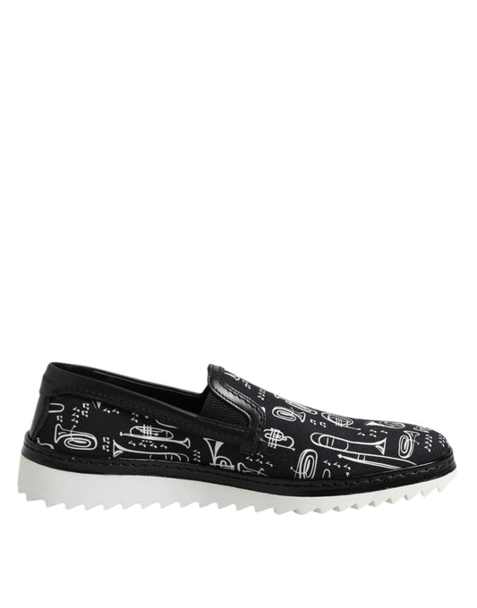 Dolce & Gabbana Black Slip On Printed Men Loafers Shoes Curated Luxury Accessories by Orvyn