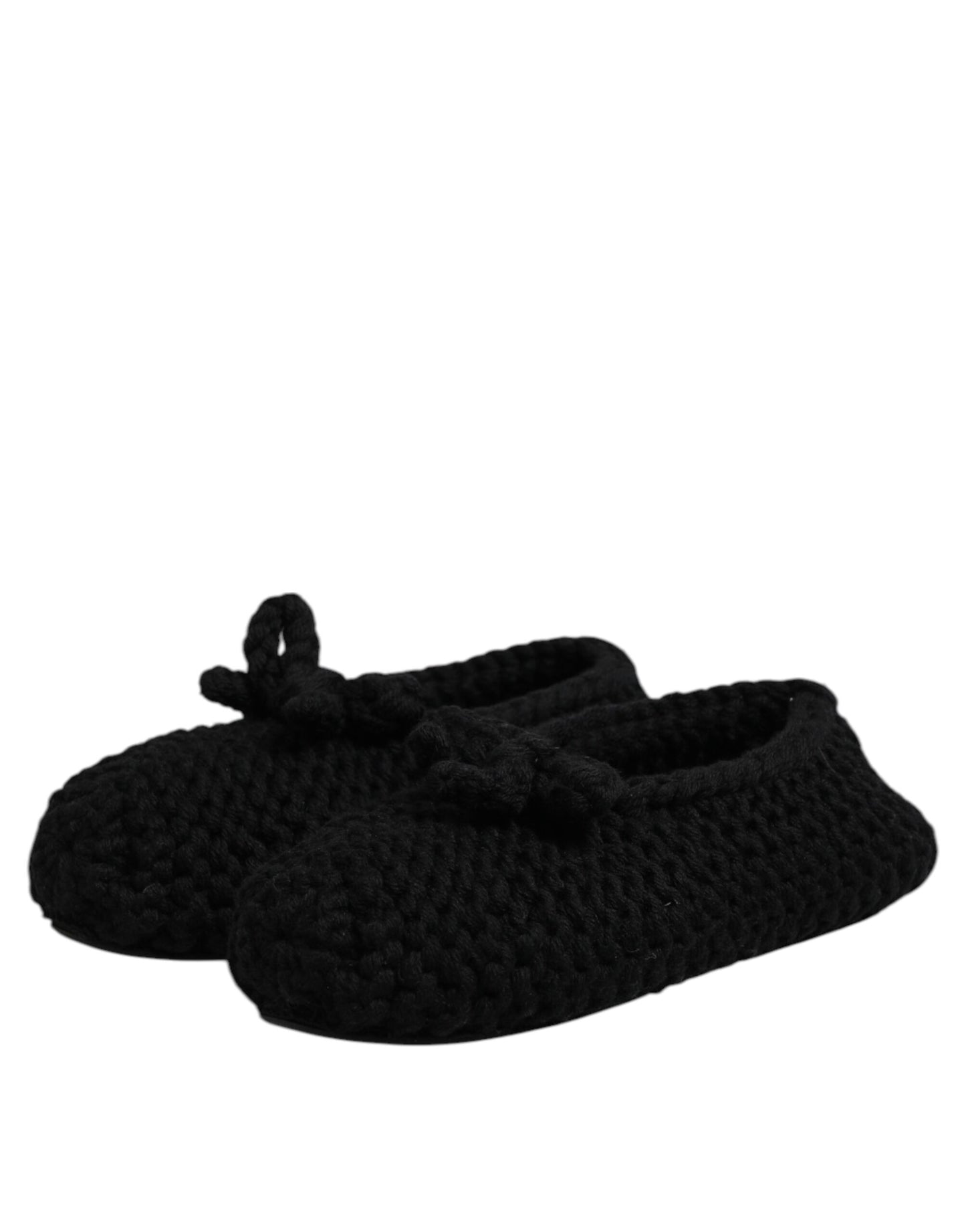 Dolce & Gabbana Black Wool Slip On Flats Ballerina Shoes Curated Luxury Accessories by Orvyn