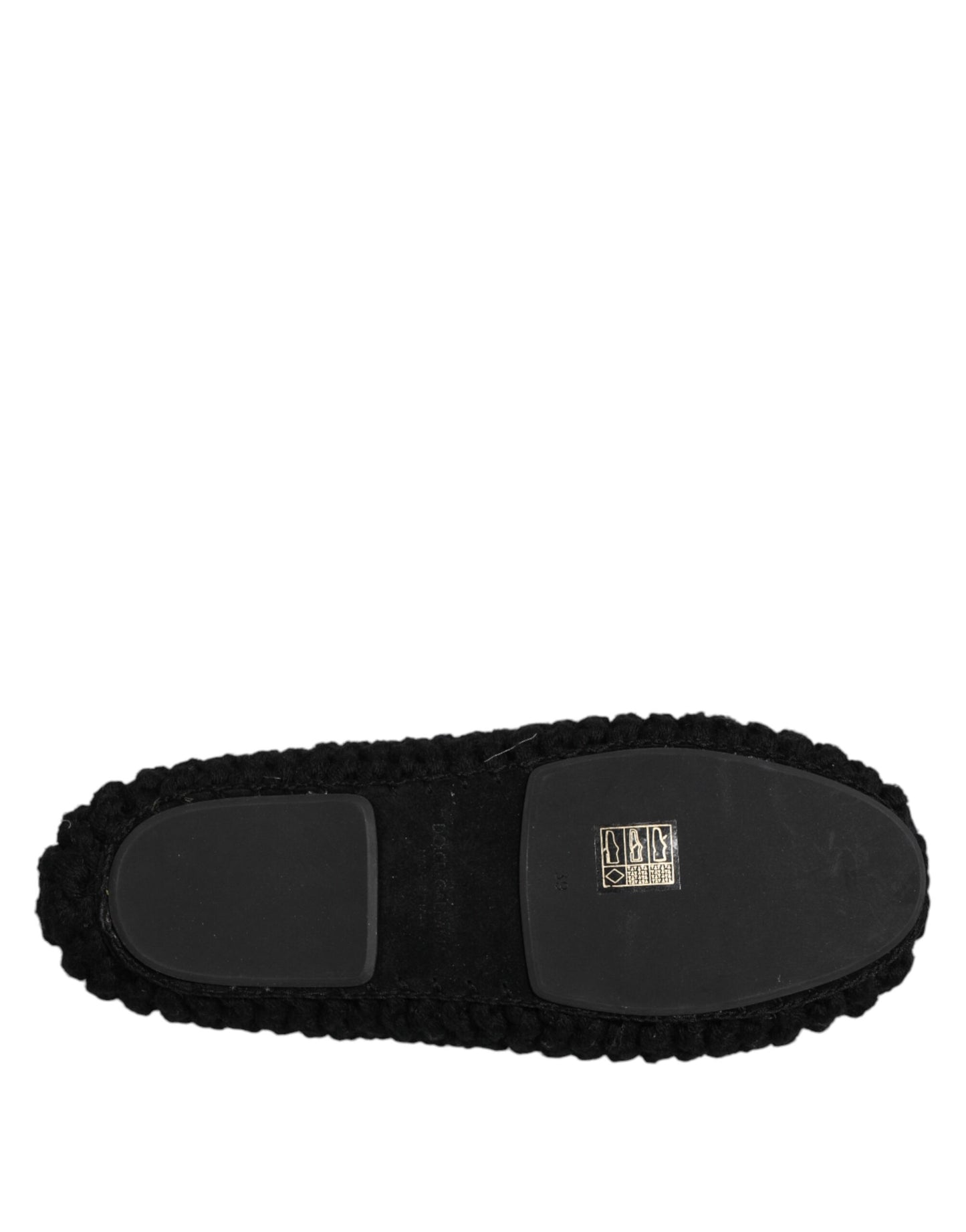 Dolce & Gabbana Black Wool Slip On Flats Ballerina Shoes Curated Luxury Accessories by Orvyn