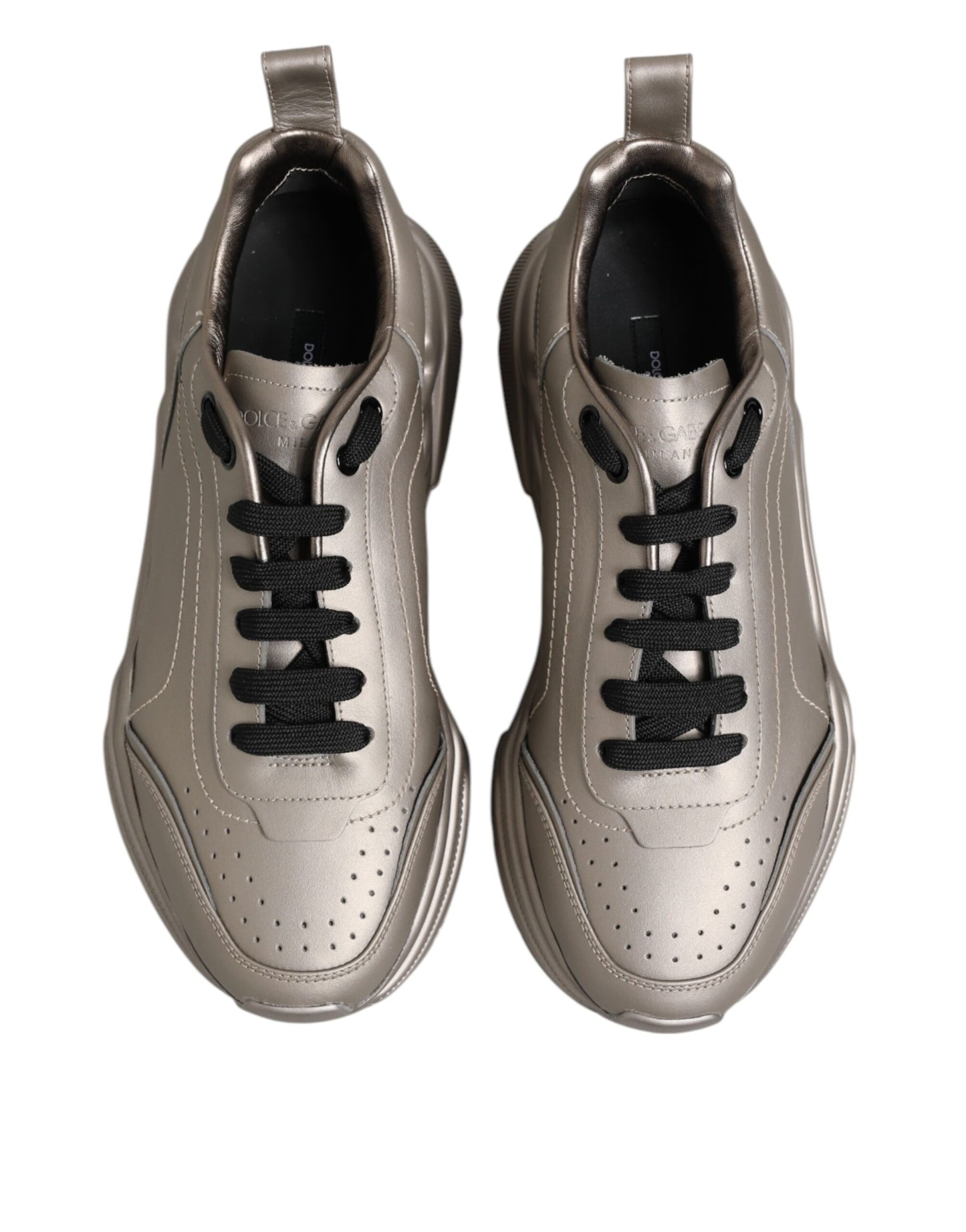 Dolce & Gabbana Silver DAYMASTER Leather Men Sneakers Shoes Curated Luxury Accessories by Orvyn