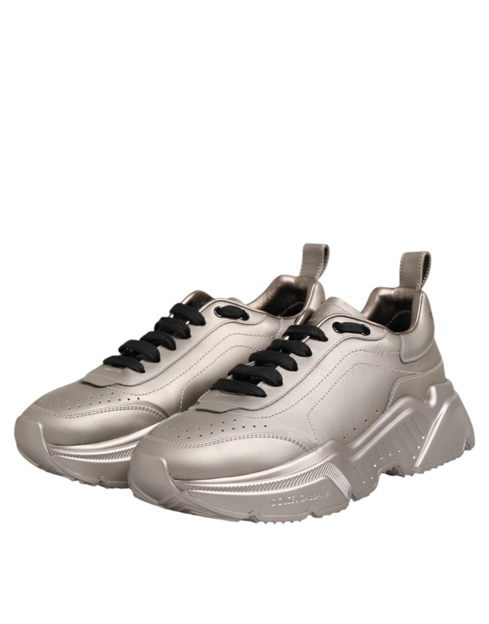Dolce & Gabbana Silver DAYMASTER Leather Men Sneakers Shoes Curated Luxury Accessories by Orvyn