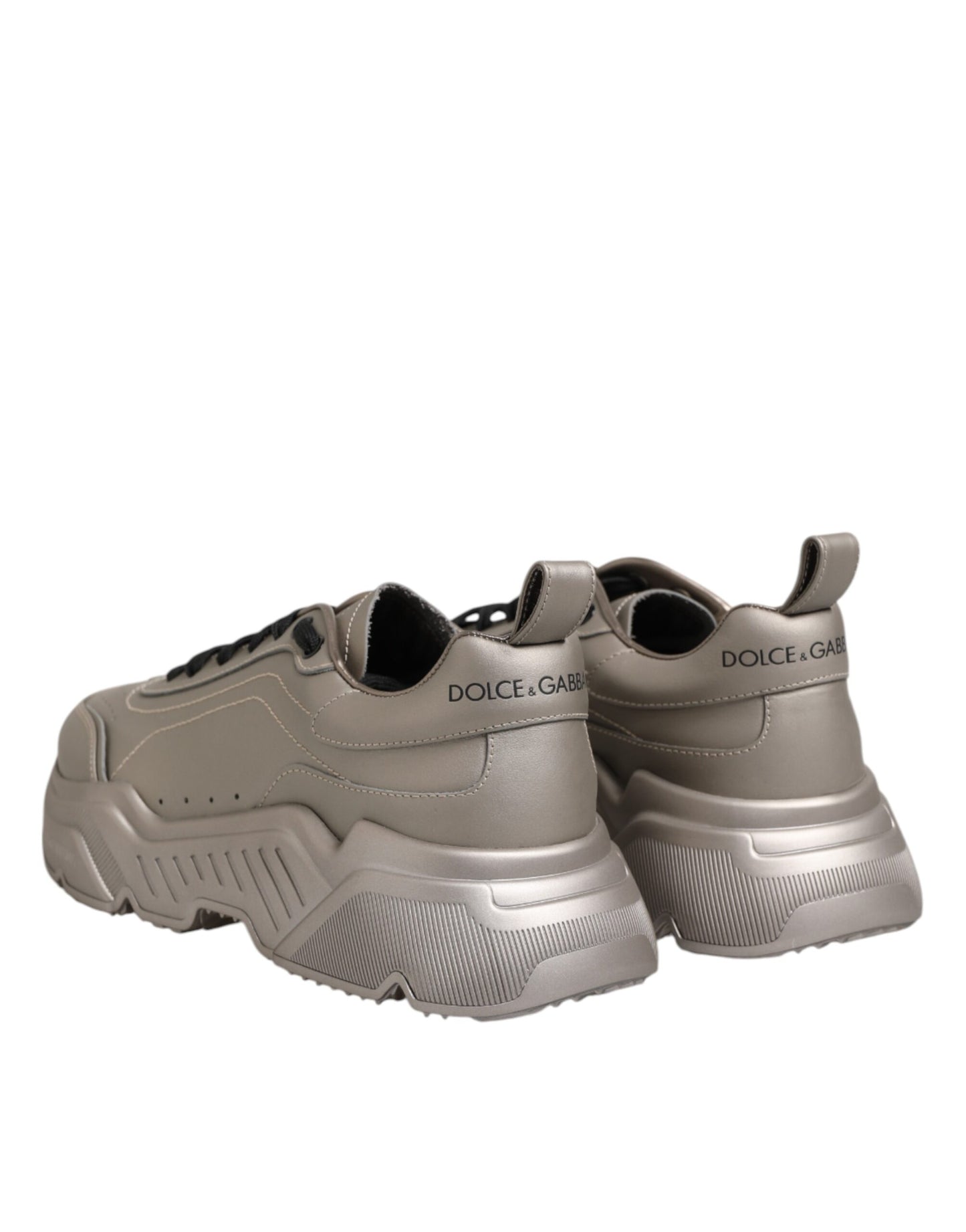 Dolce & Gabbana Silver DAYMASTER Leather Men Sneakers Shoes Curated Luxury Accessories by Orvyn
