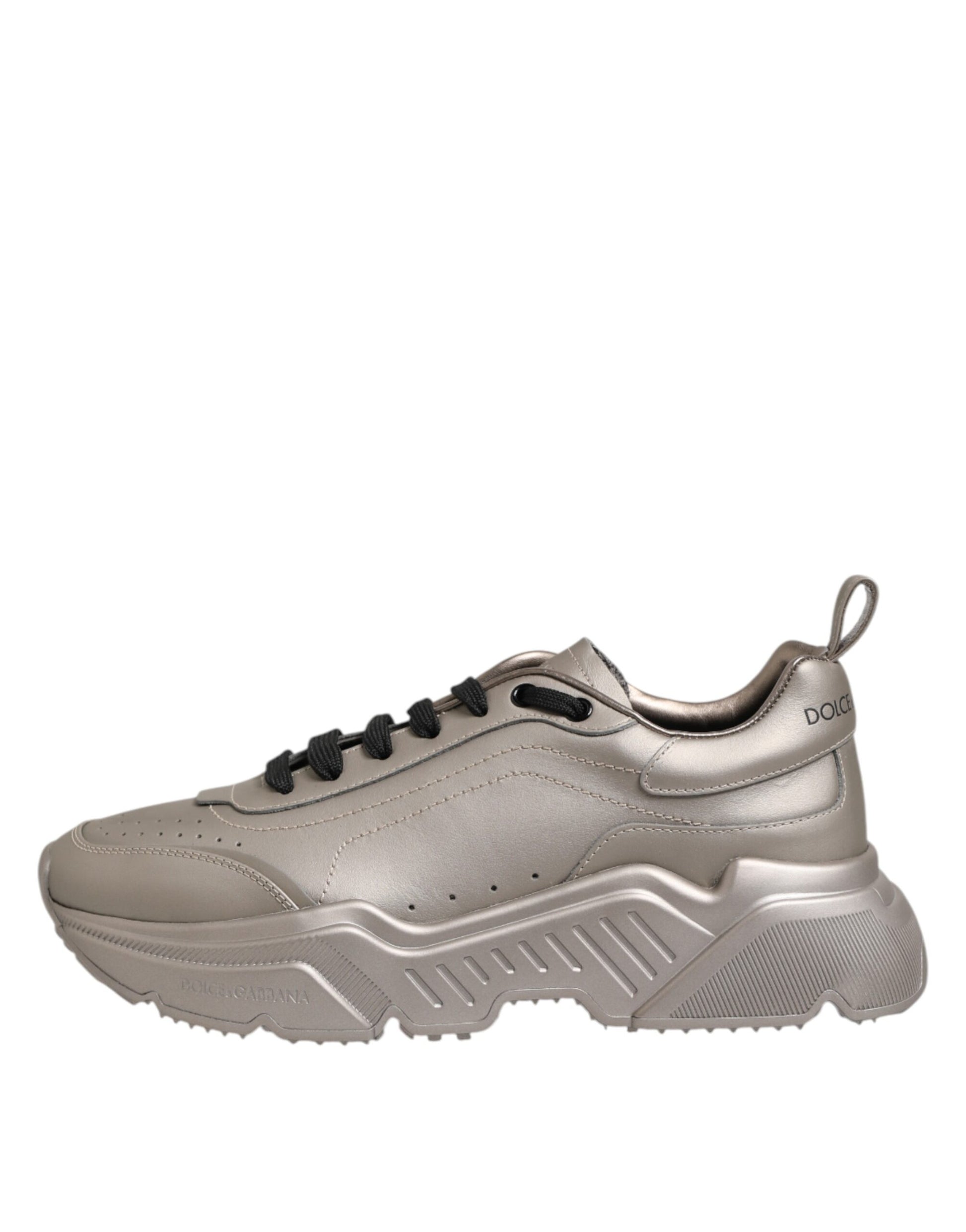 Dolce & Gabbana Silver DAYMASTER Leather Men Sneakers Shoes Curated Luxury Accessories by Orvyn
