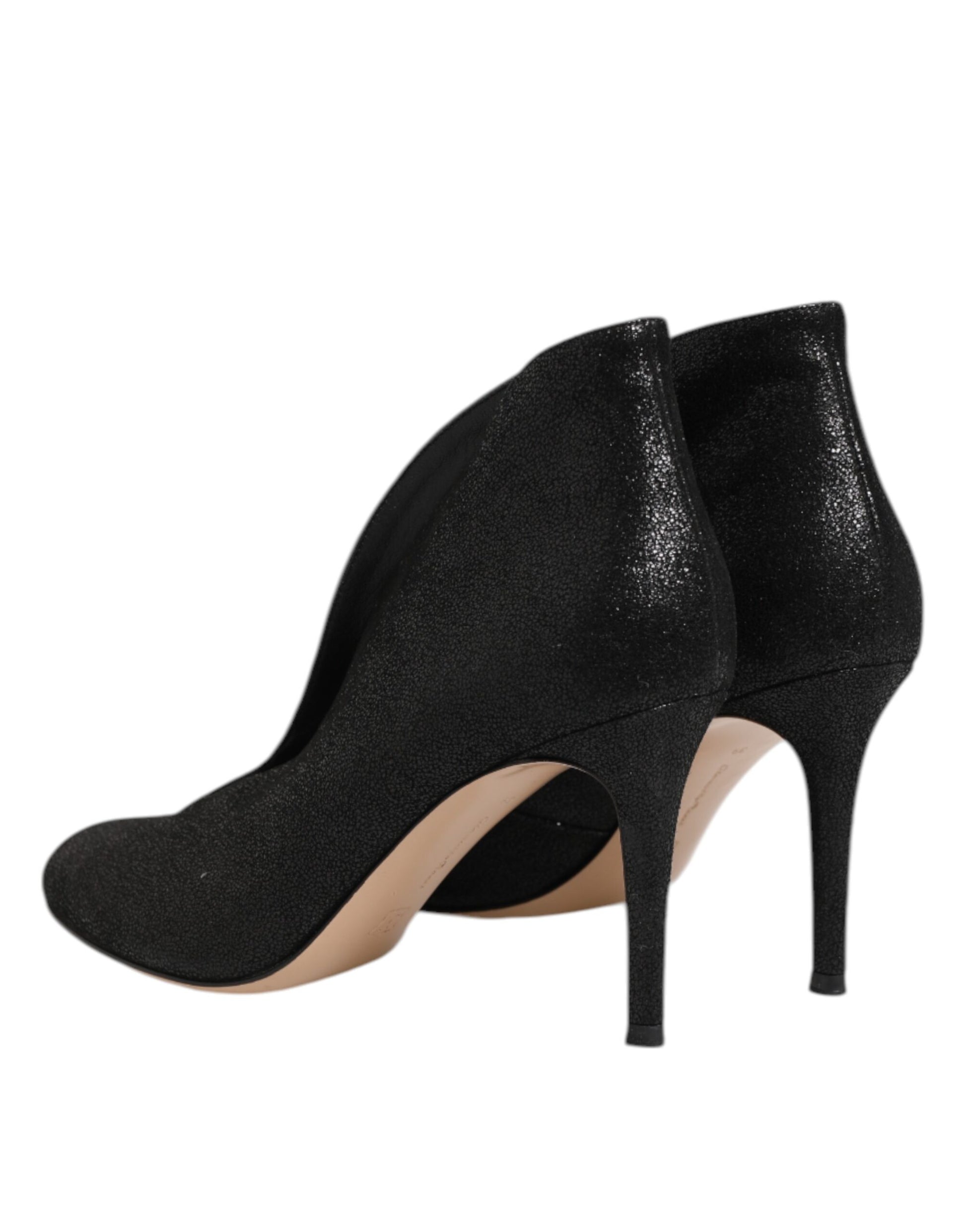 Gianvito Rossi Metallic Black Pump Stiletto Heels Shoes Curated Luxury Accessories by Orvyn