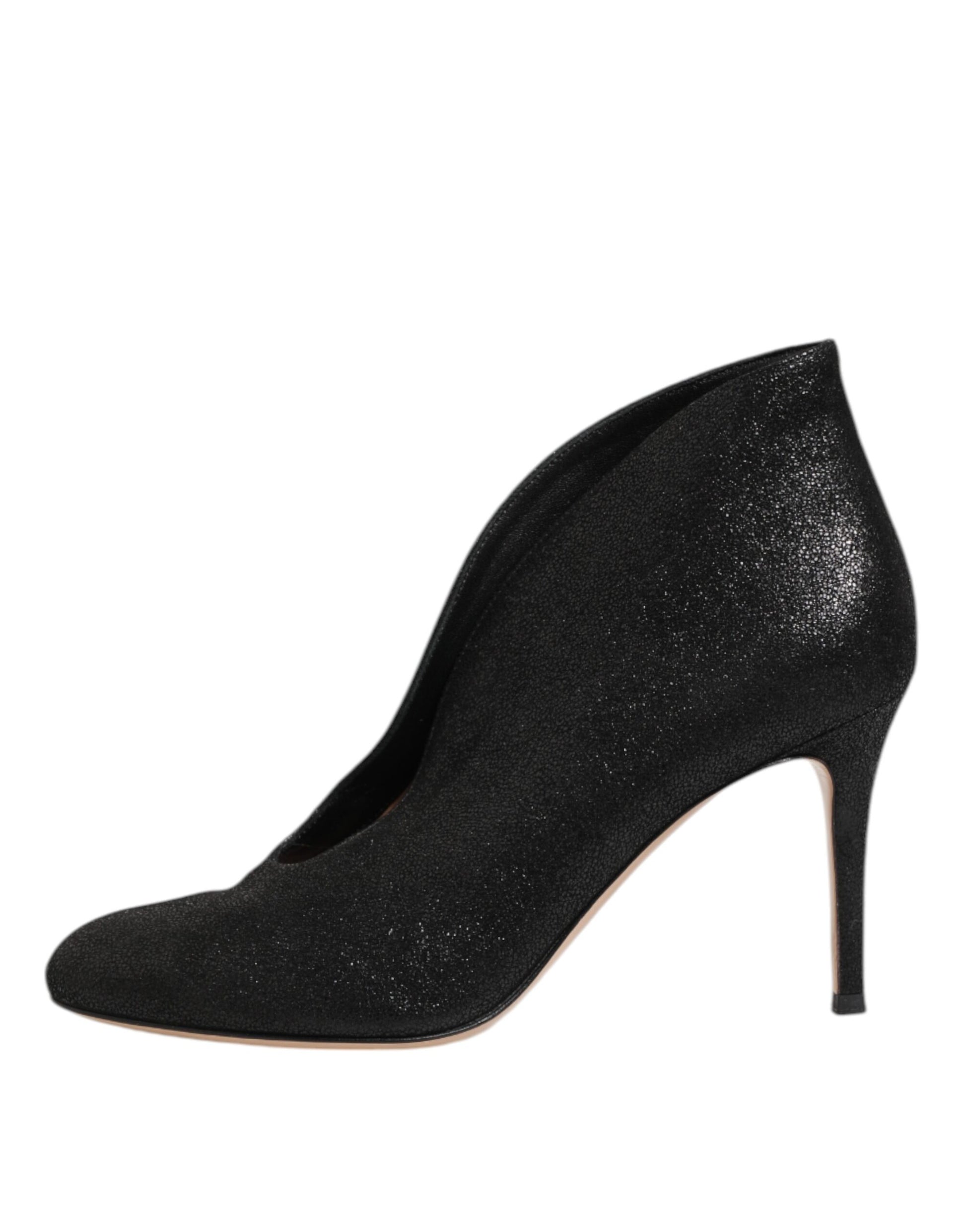 Gianvito Rossi Metallic Black Pump Stiletto Heels Shoes Curated Luxury Accessories by Orvyn