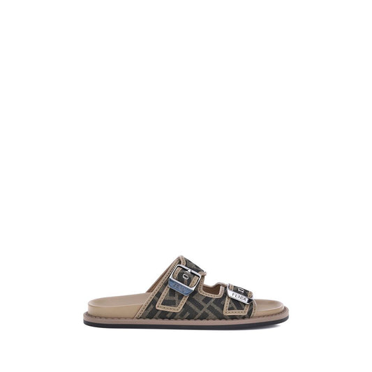 Fendi Brown Calf Leather Bos Taurus Flat Sandals Curated Luxury Accessories by Orvyn