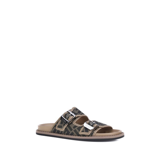 Fendi Brown Calf Leather Bos Taurus Flat Sandals Curated Luxury Accessories by Orvyn