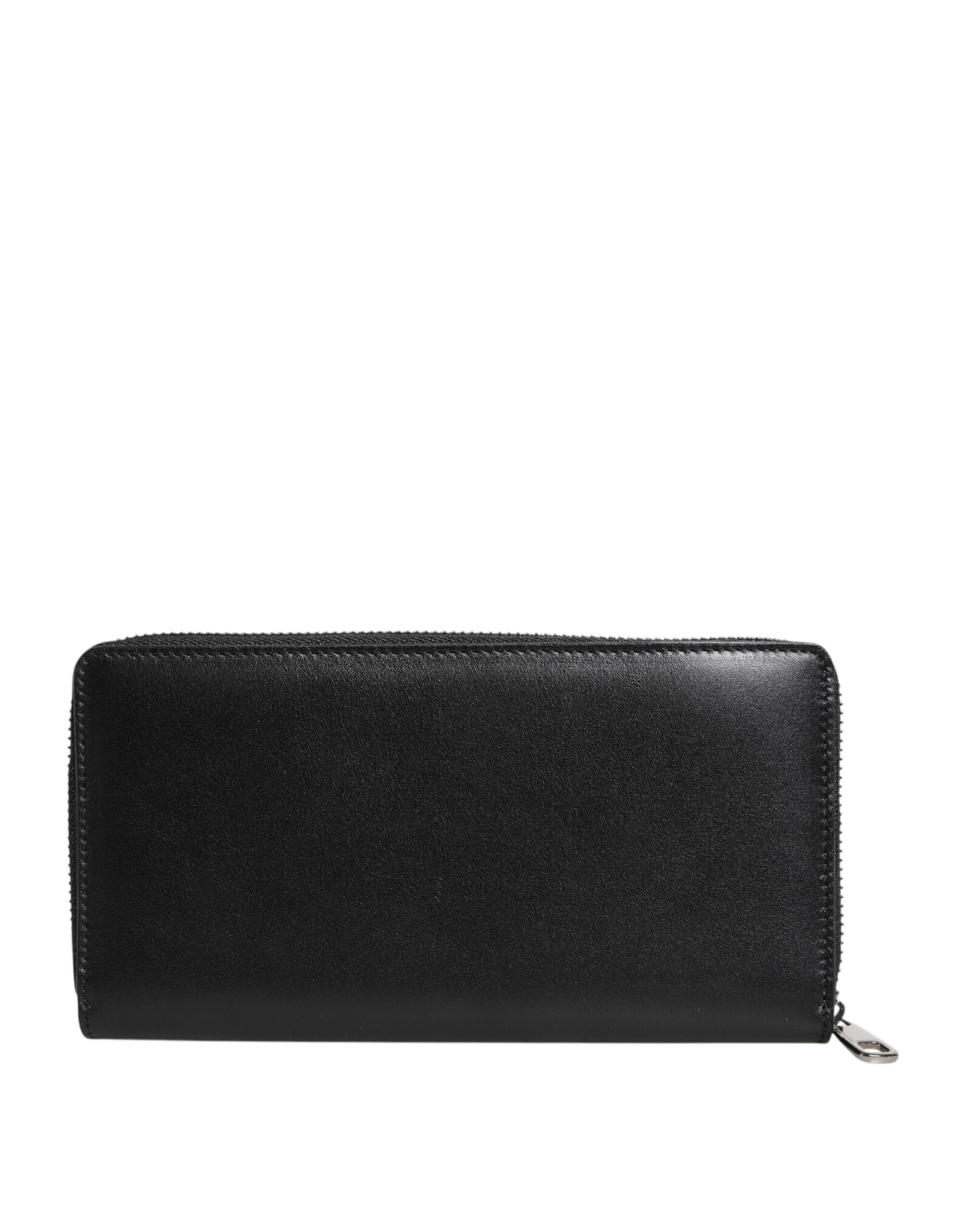 Dolce & Gabbana Black Leather Logo Plaque Zip Around Continental Wallet Curated Luxury Accessories by Orvyn