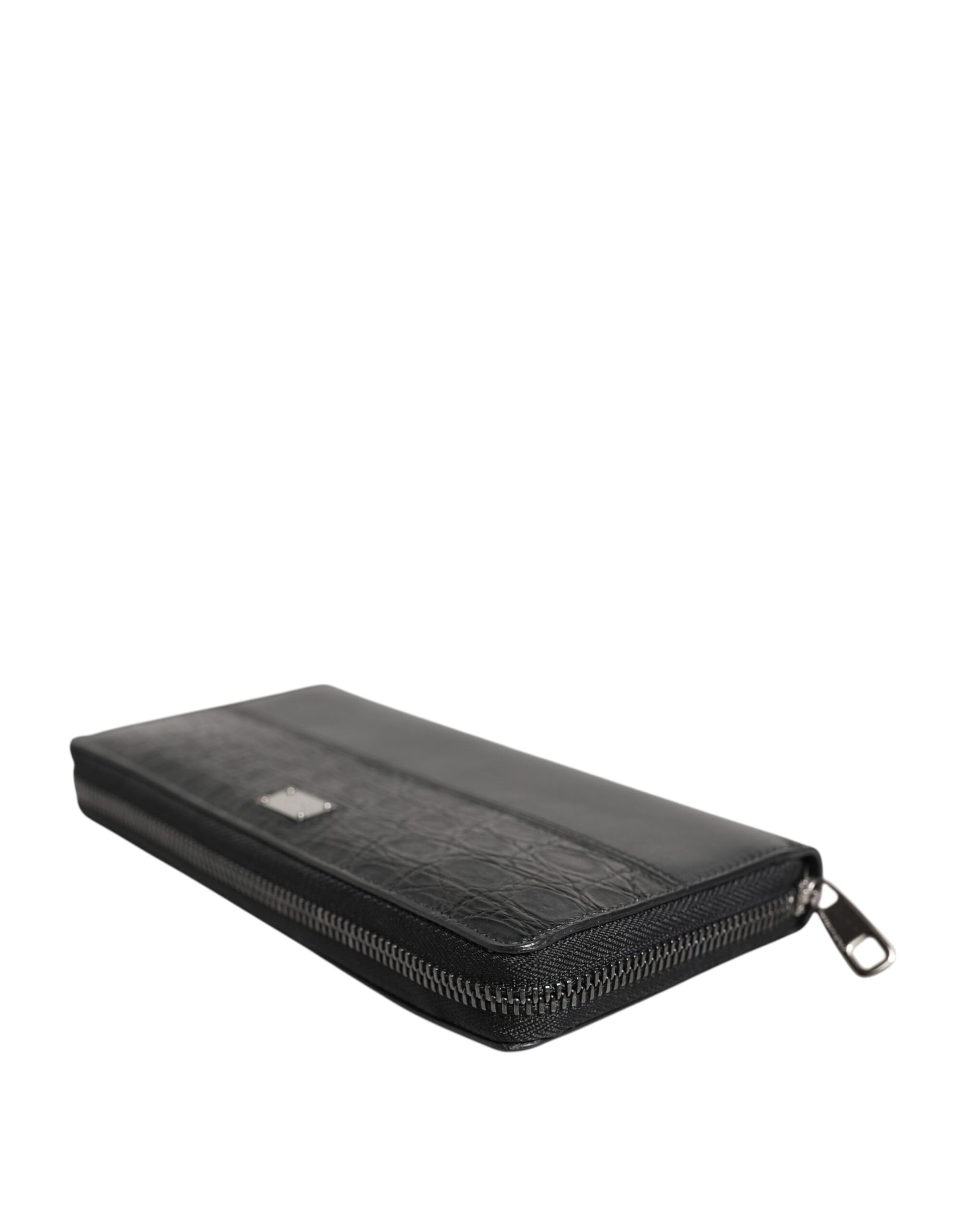 Dolce & Gabbana Black Leather Logo Plaque Zip Around Continental Wallet Curated Luxury Accessories by Orvyn
